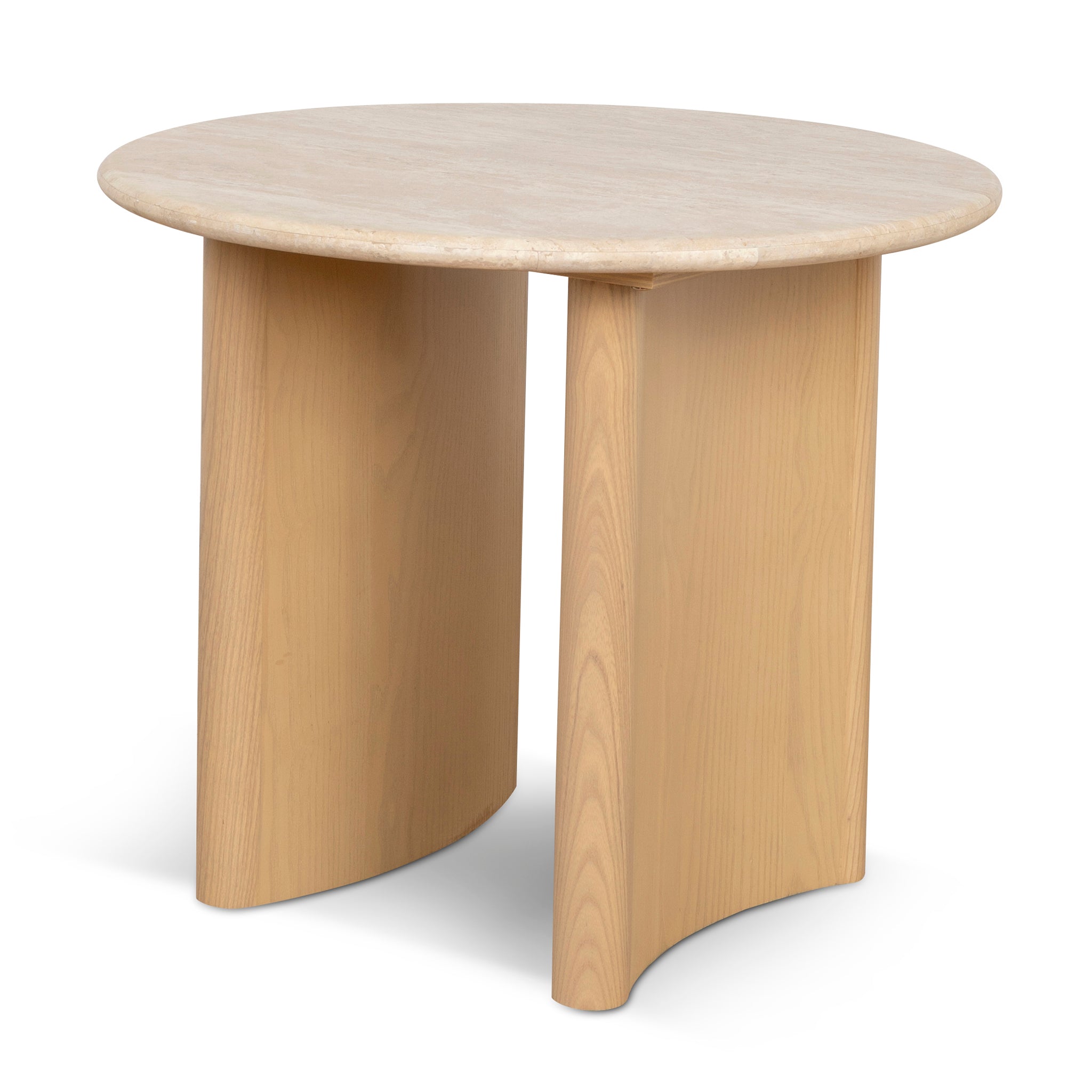 60cm Travertine Top Capri Side Table - Creme Ash