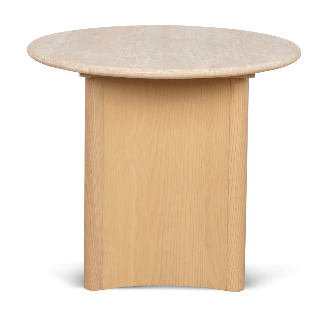 60cm Travertine Top Capri Side Table - Creme Ash