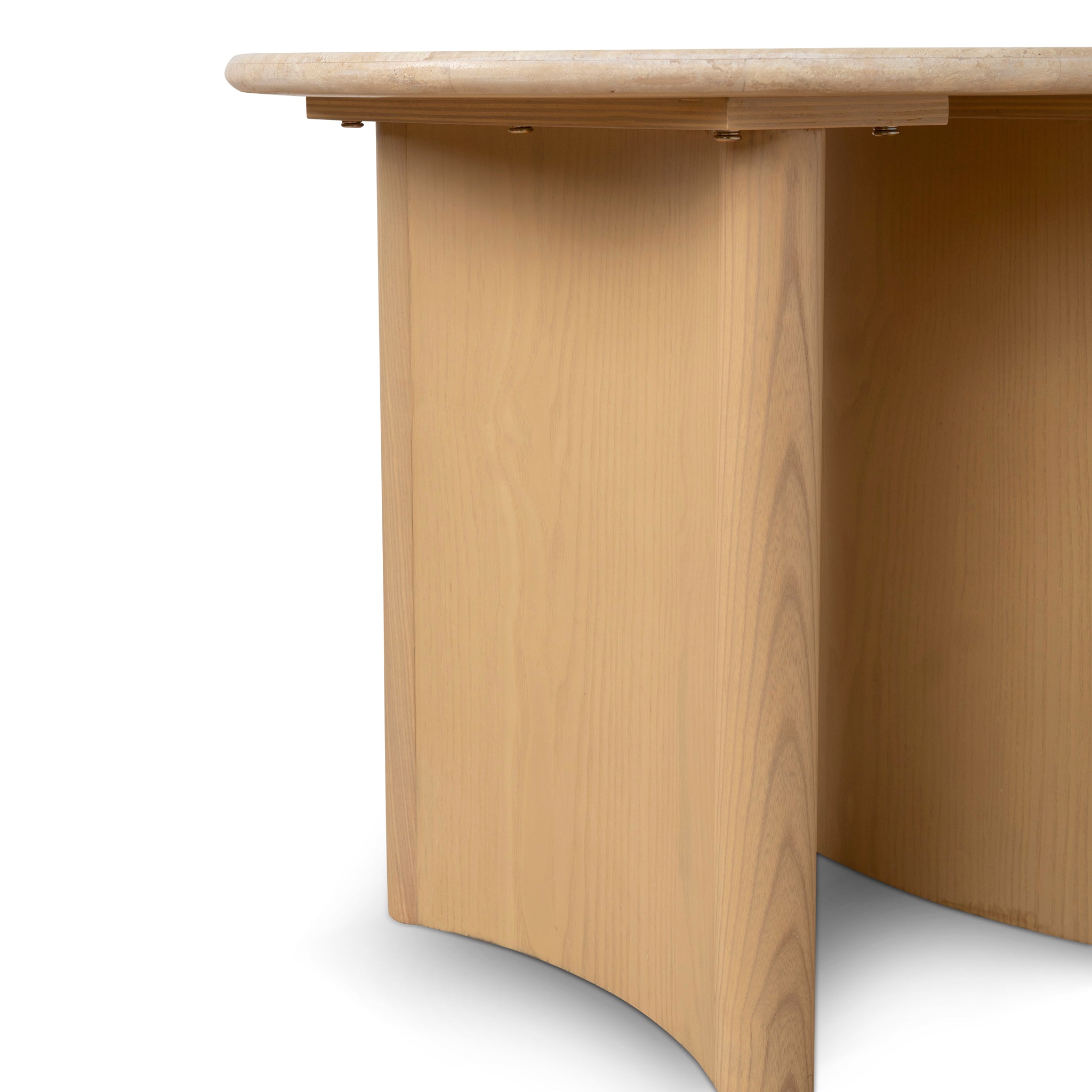 60cm Travertine Top Capri Side Table - Creme Ash