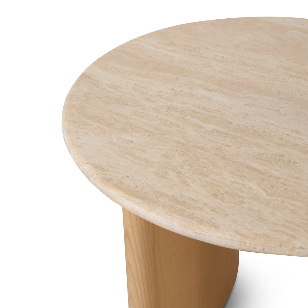 60cm Travertine Top Capri Side Table - Creme Ash