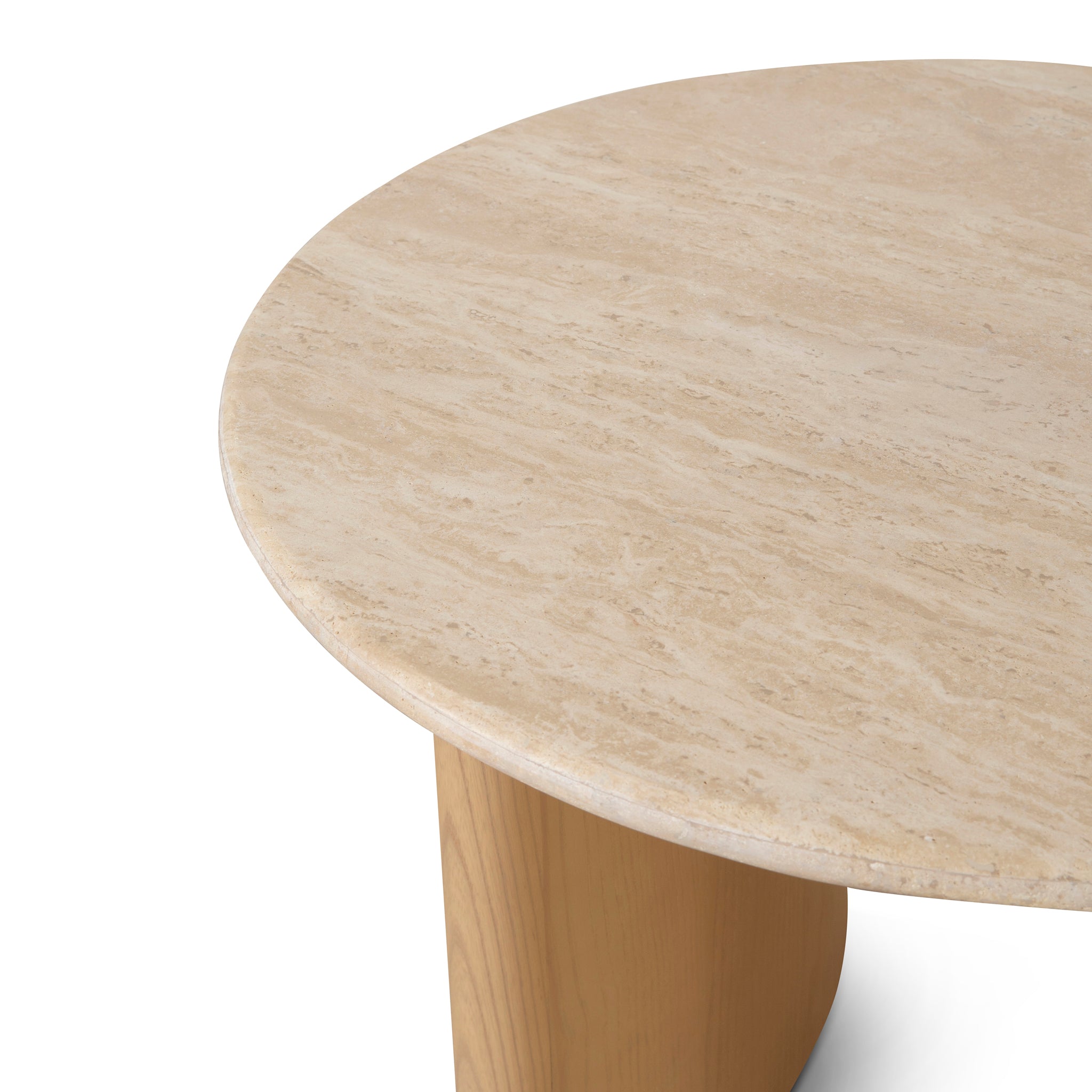 60cm Travertine Top Capri Side Table - Creme Ash
