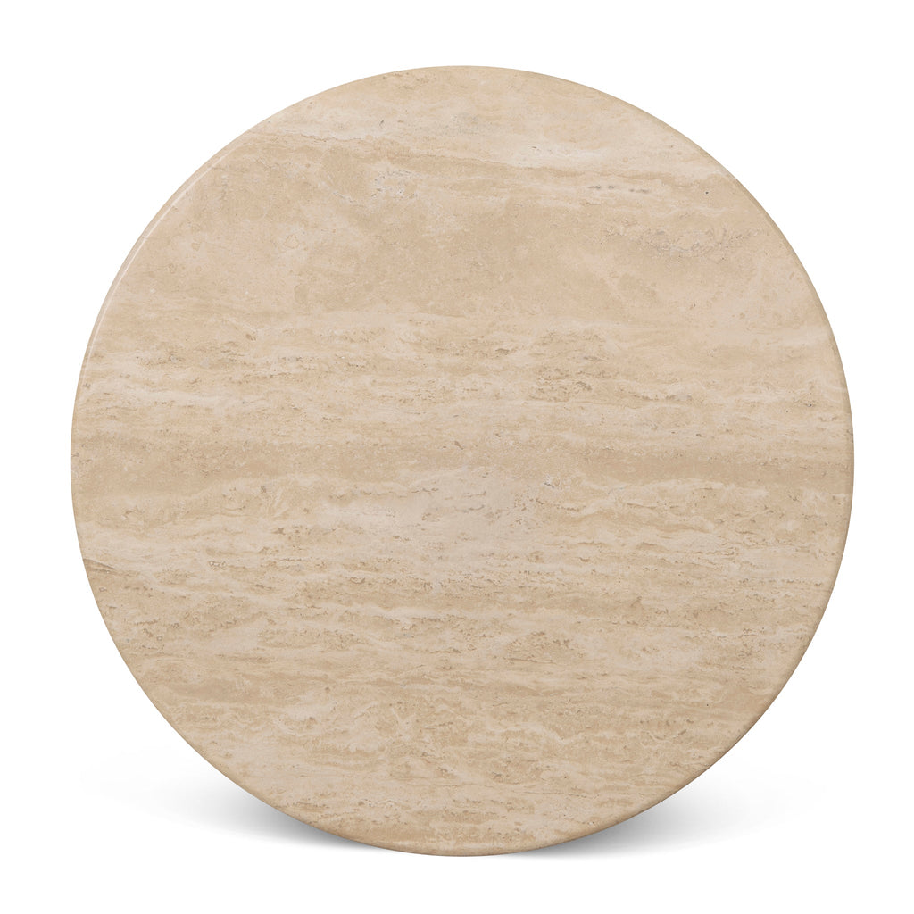 60cm Travertine Top Capri Side Table - Creme Ash
