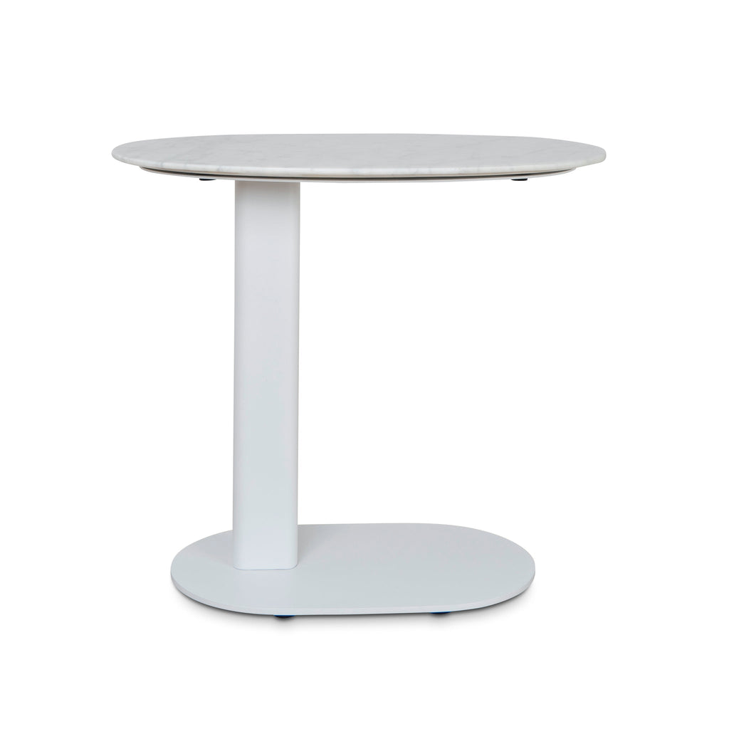 60cm Marble Capri Side Table - White Base