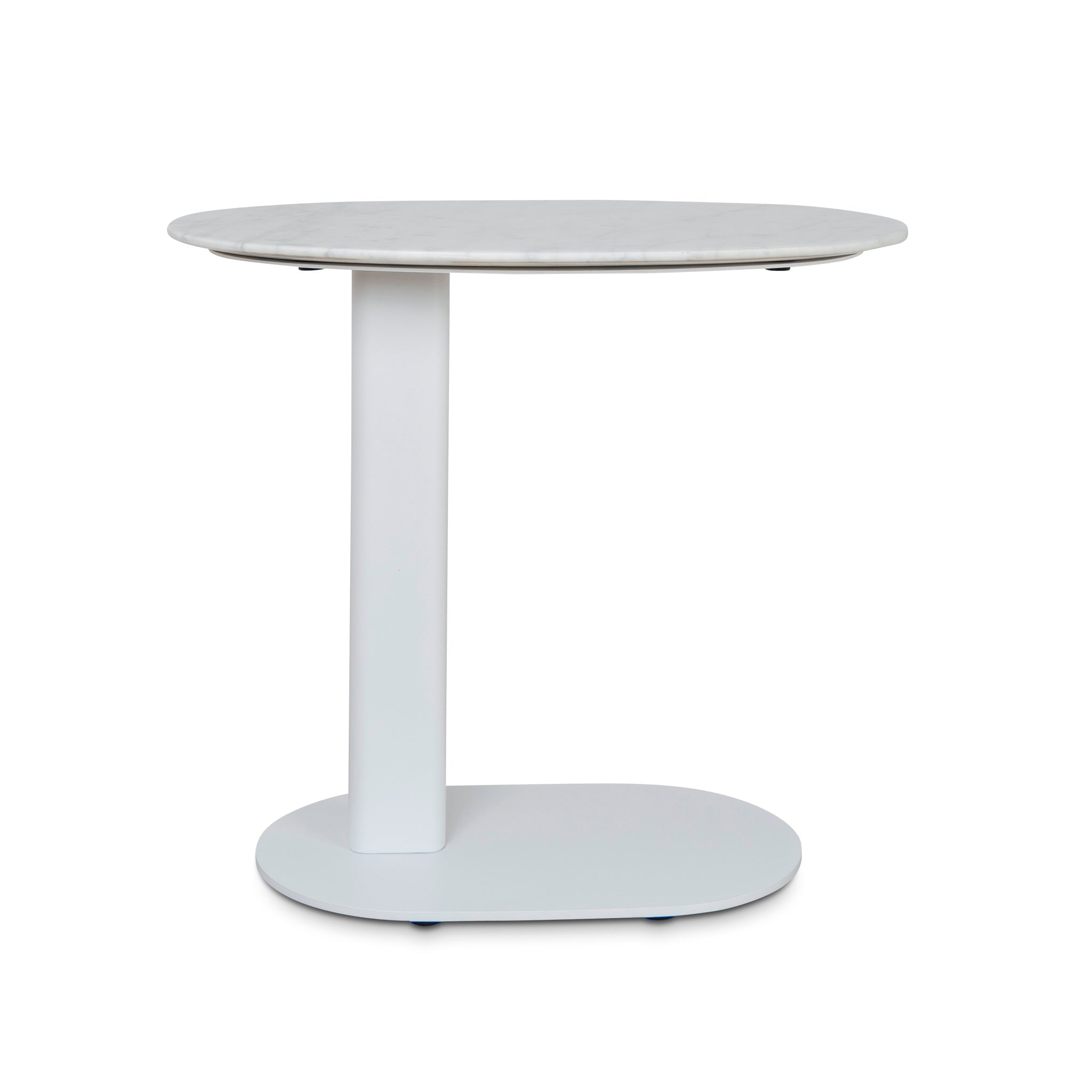 60cm Marble Capri Side Table - White Base