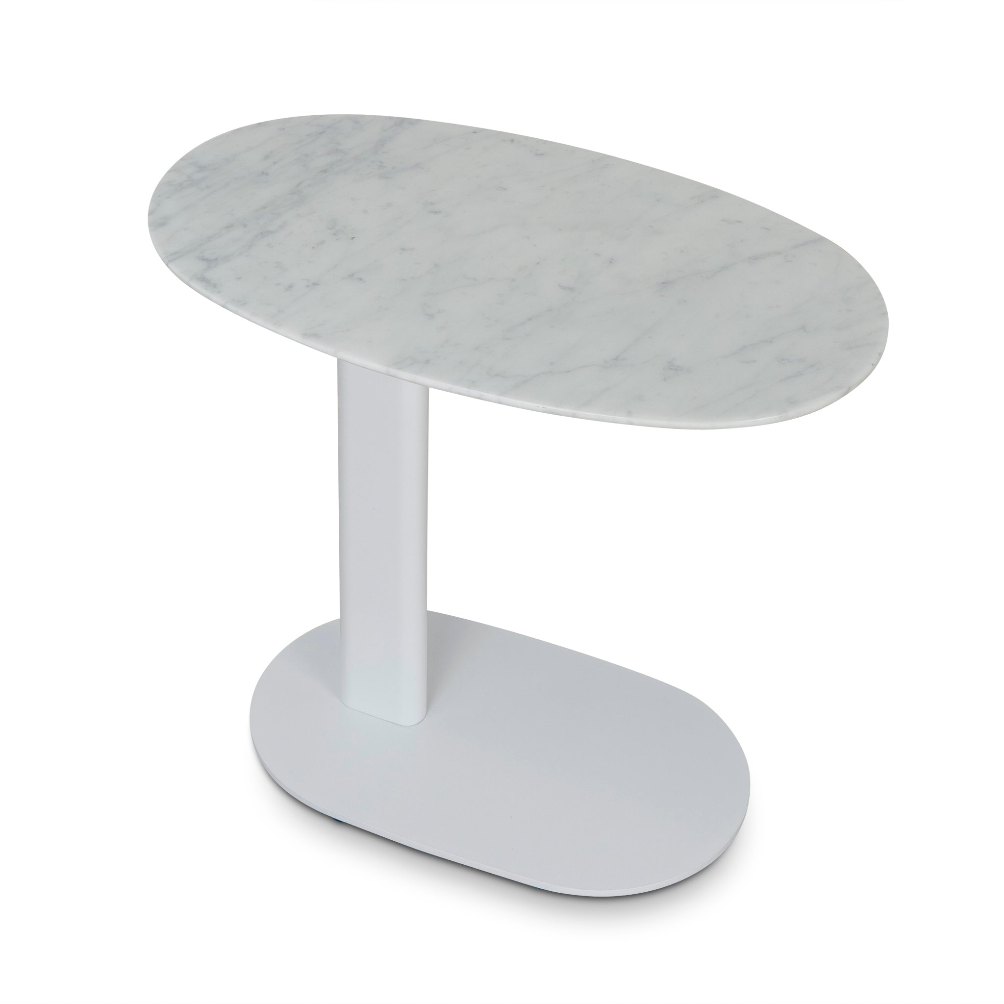 60cm Marble Capri Side Table - White Base