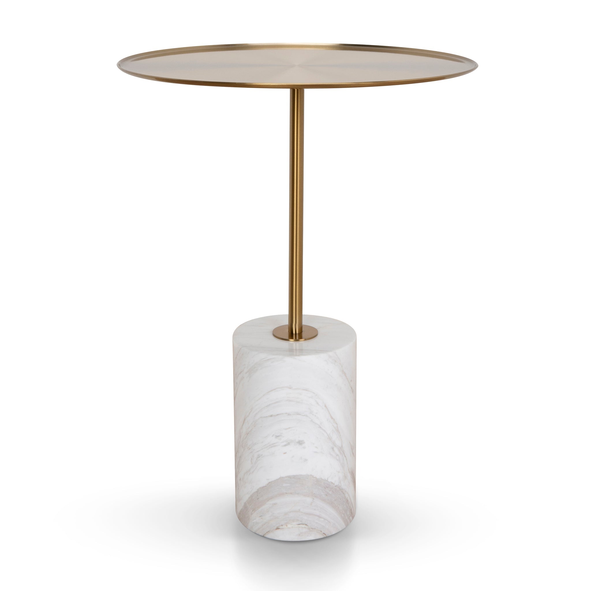 45cm Brushed Gold Capri Side Table - Carrara Marble