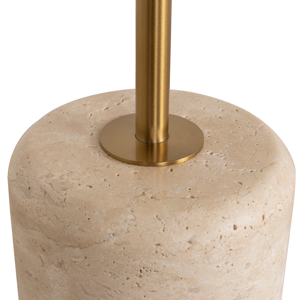 45cm Brushed Gold Capri Side Table - Travertine