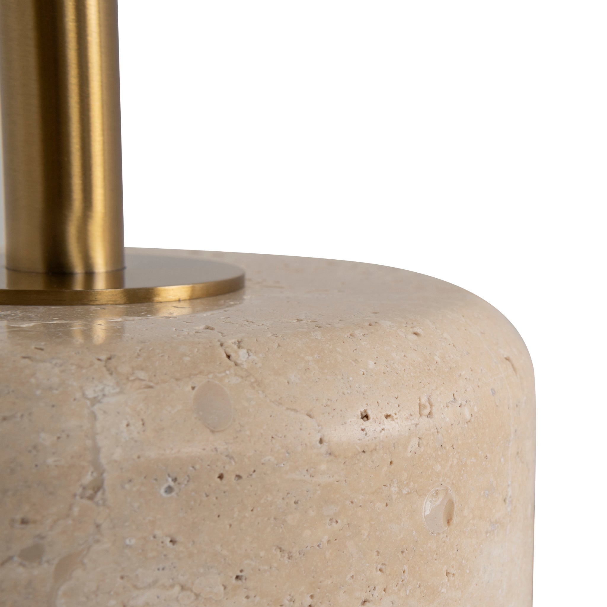 45cm Brushed Gold Capri Side Table - Travertine