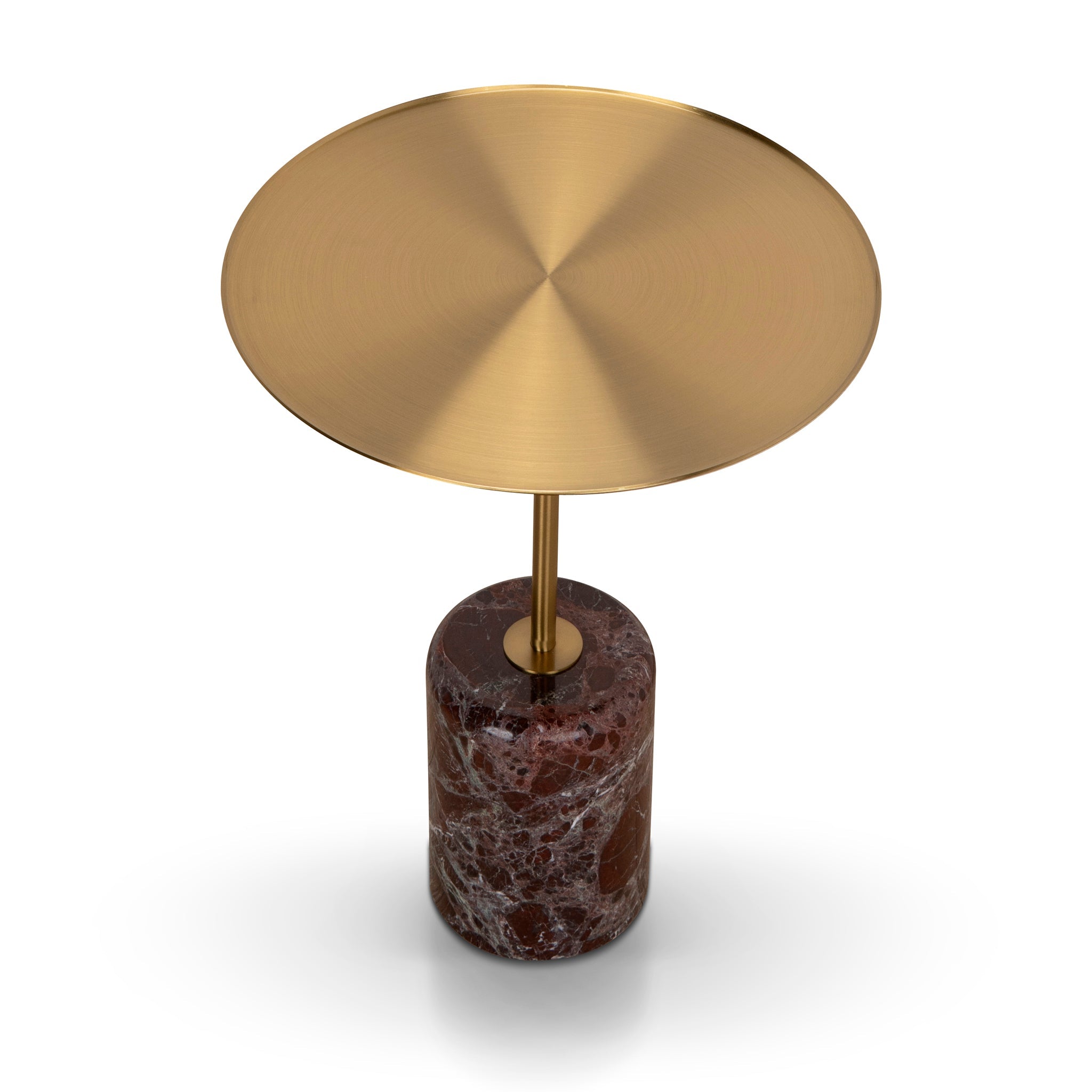 45cm Brushed Gold Capri Side Table - Rosso Levanto Marble