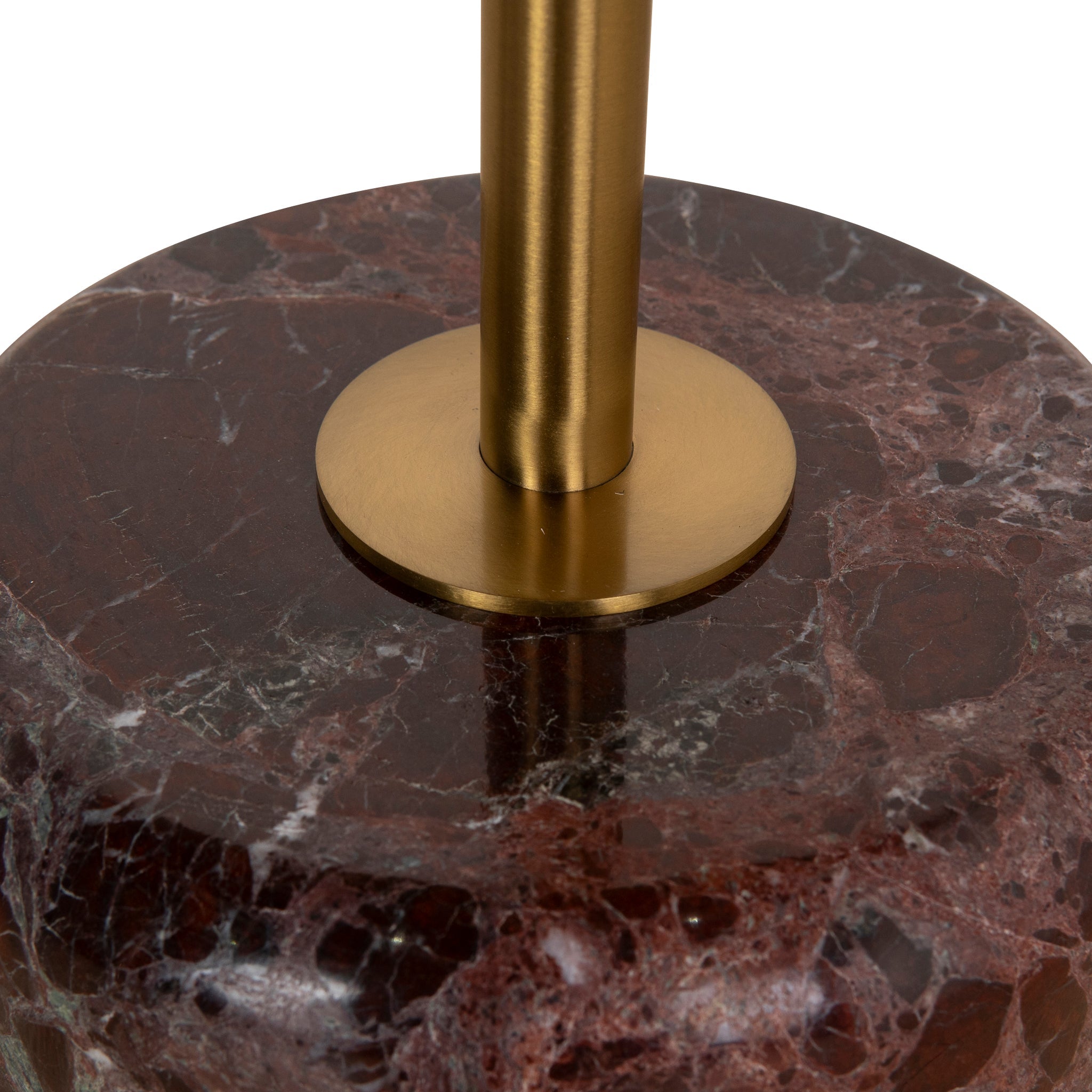 45cm Brushed Gold Capri Side Table - Rosso Levanto Marble