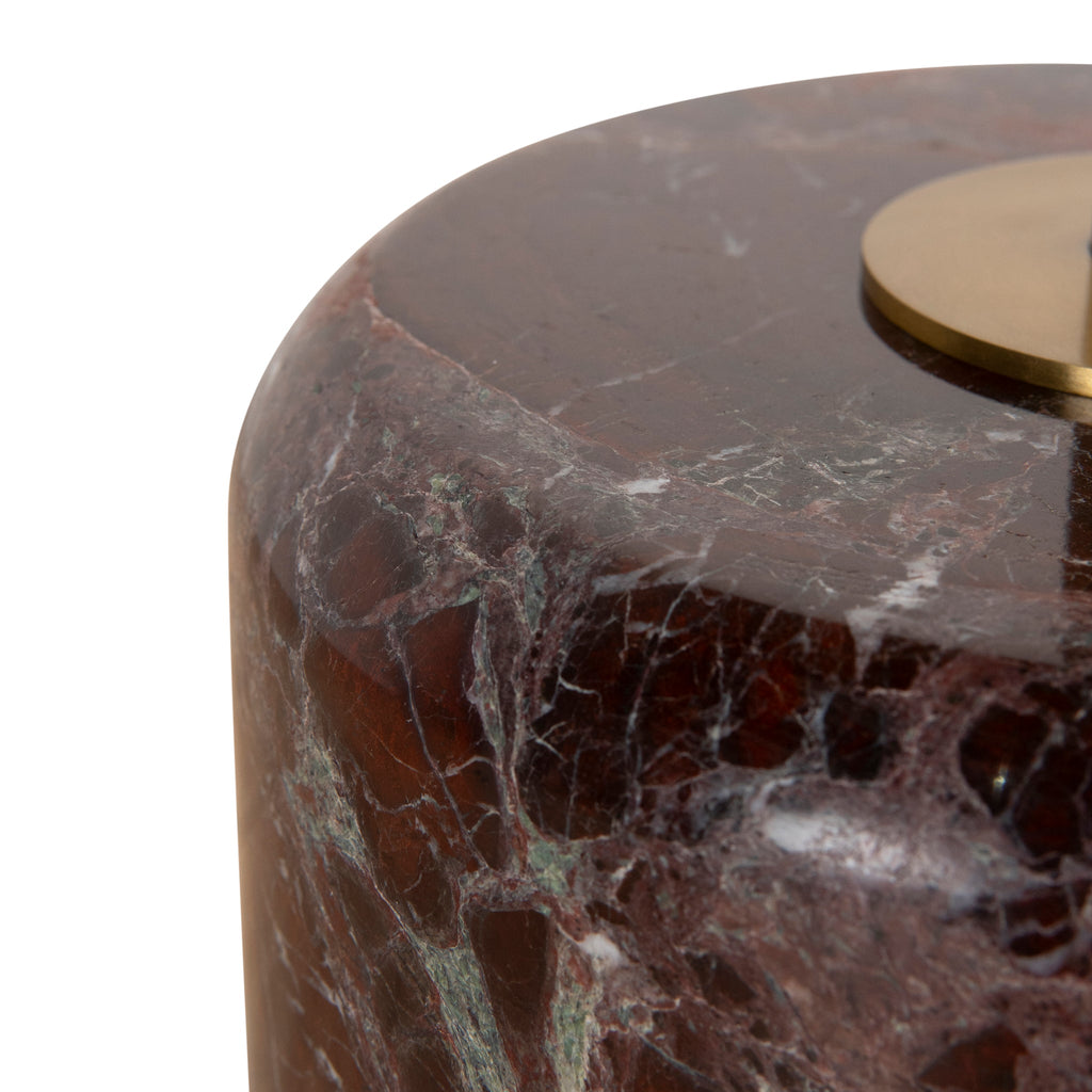 45cm Brushed Gold Capri Side Table - Rosso Levanto Marble