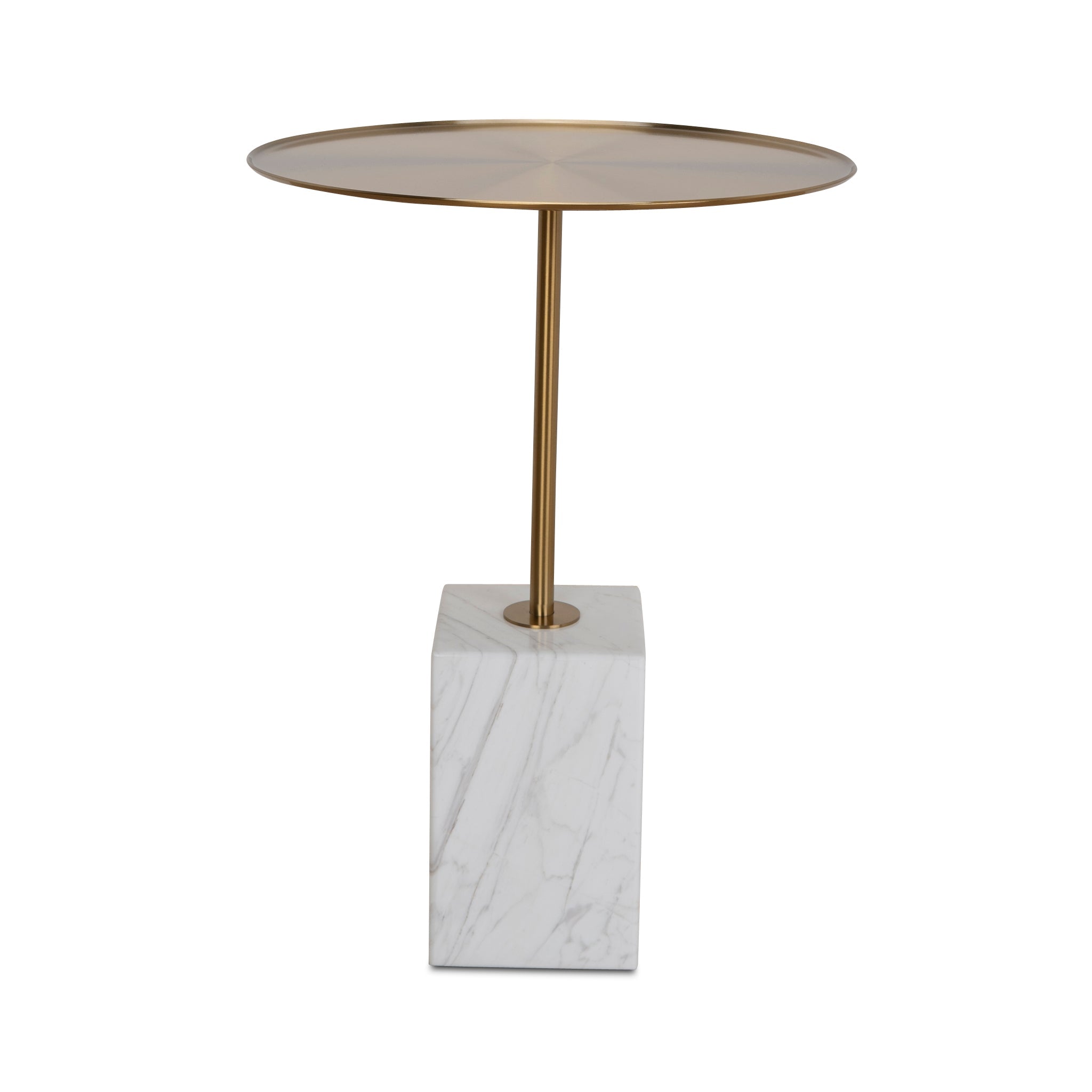 45cm Brushed Gold Capri Side Table - Carrara Marble