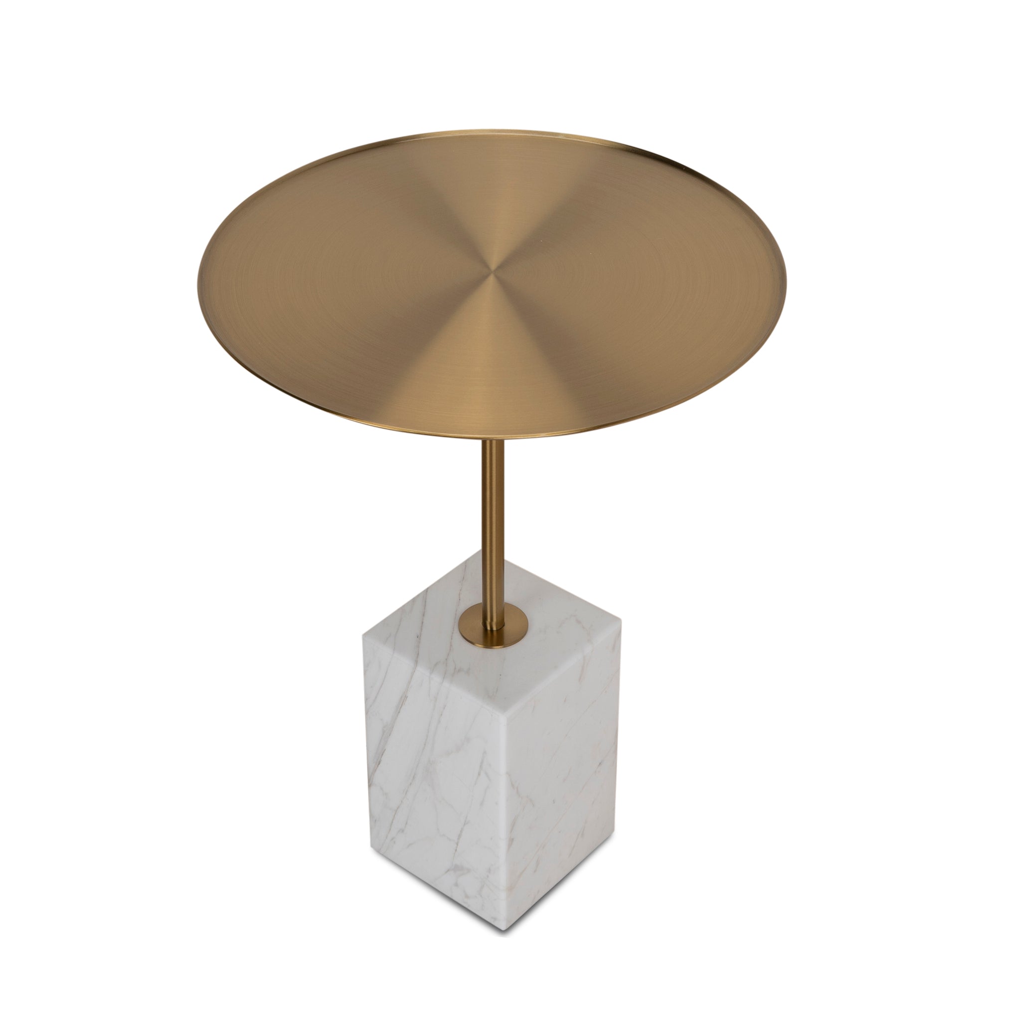 45cm Brushed Gold Capri Side Table - Carrara Marble
