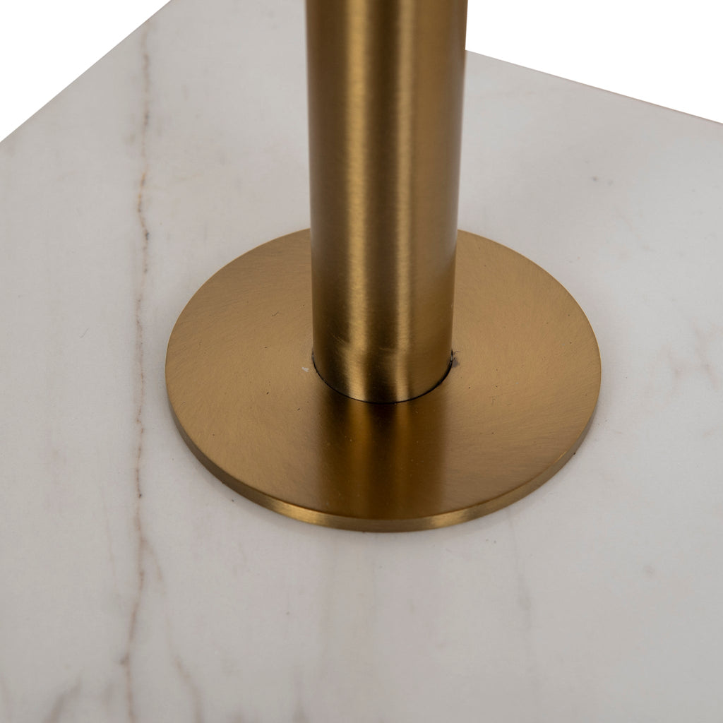 45cm Brushed Gold Capri Side Table - Carrara Marble