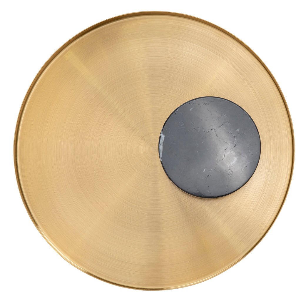 40cm Round Brushed Gold Capri Side Table - Black Marble