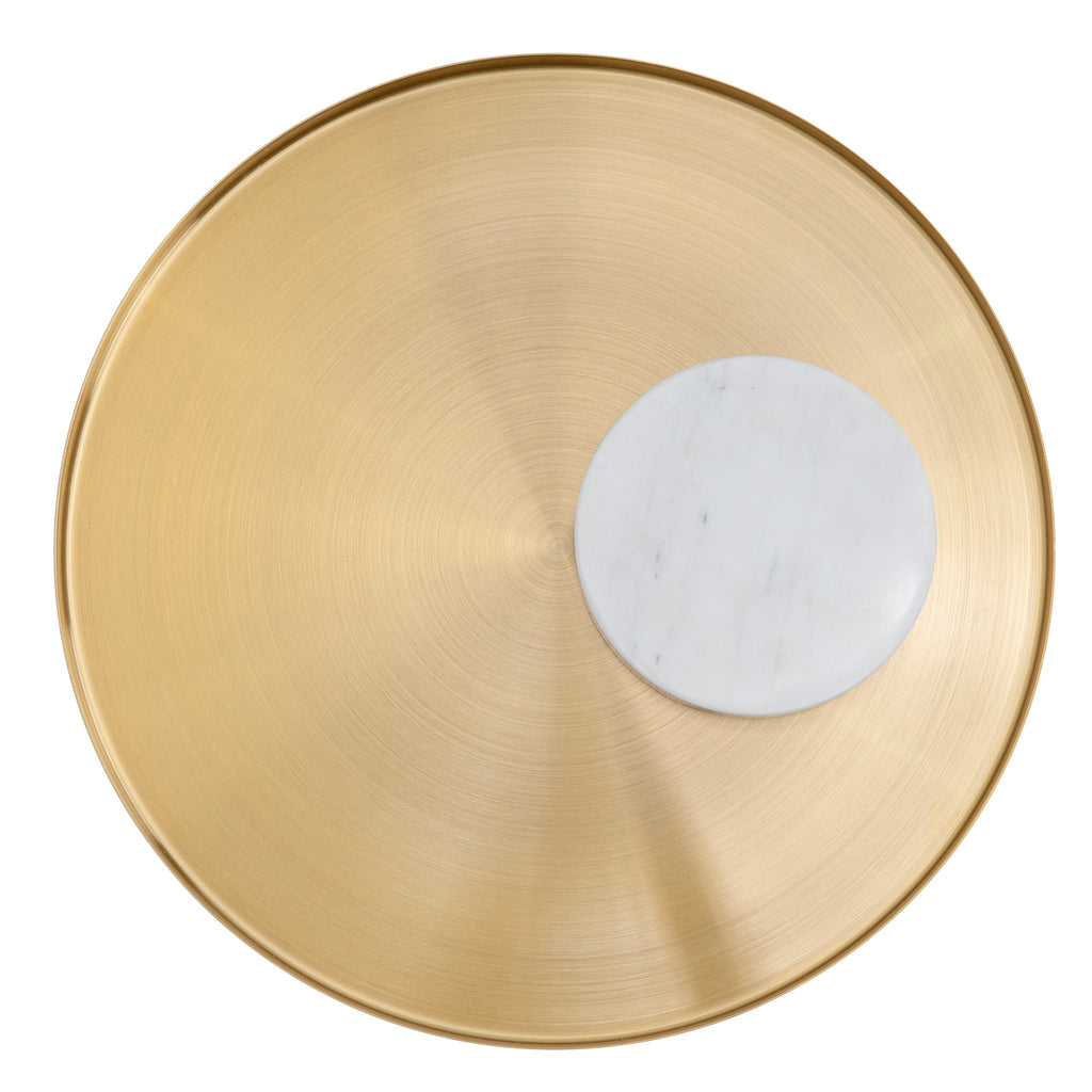 40cm Round Brushed Gold Capri Side Table - Marble