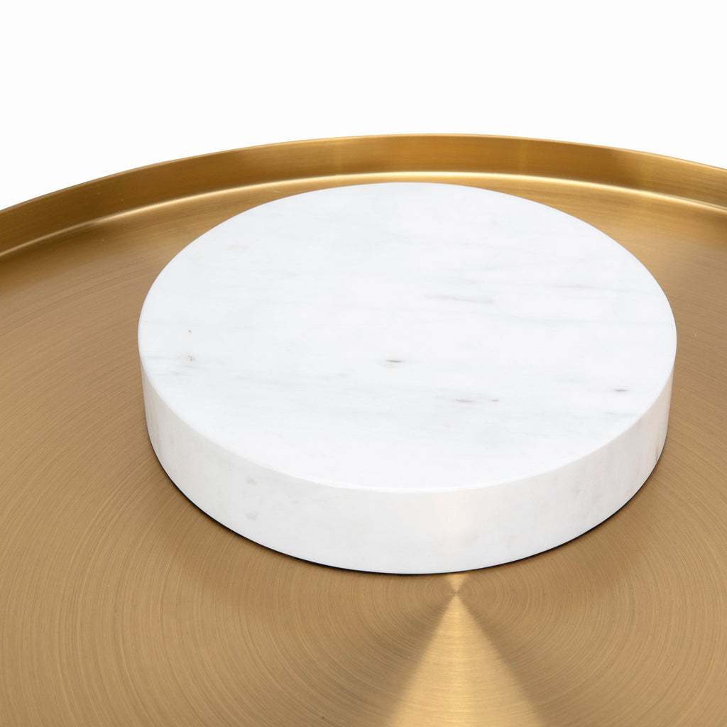 40cm Round Brushed Gold Capri Side Table - Marble