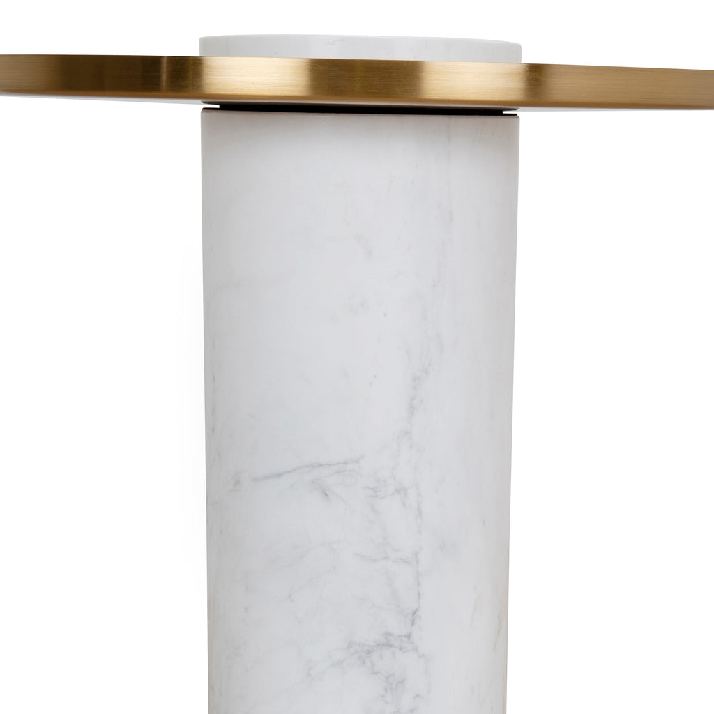 40cm Round Brushed Gold Capri Side Table - Marble