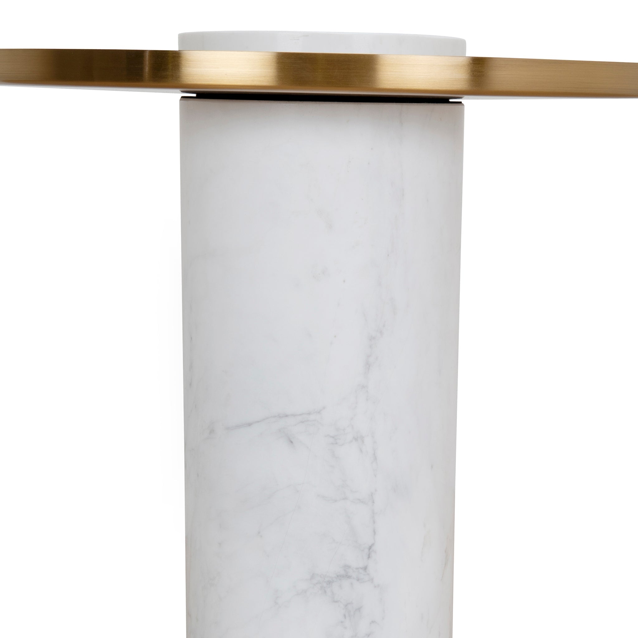 40cm Round Brushed Gold Capri Side Table - Marble