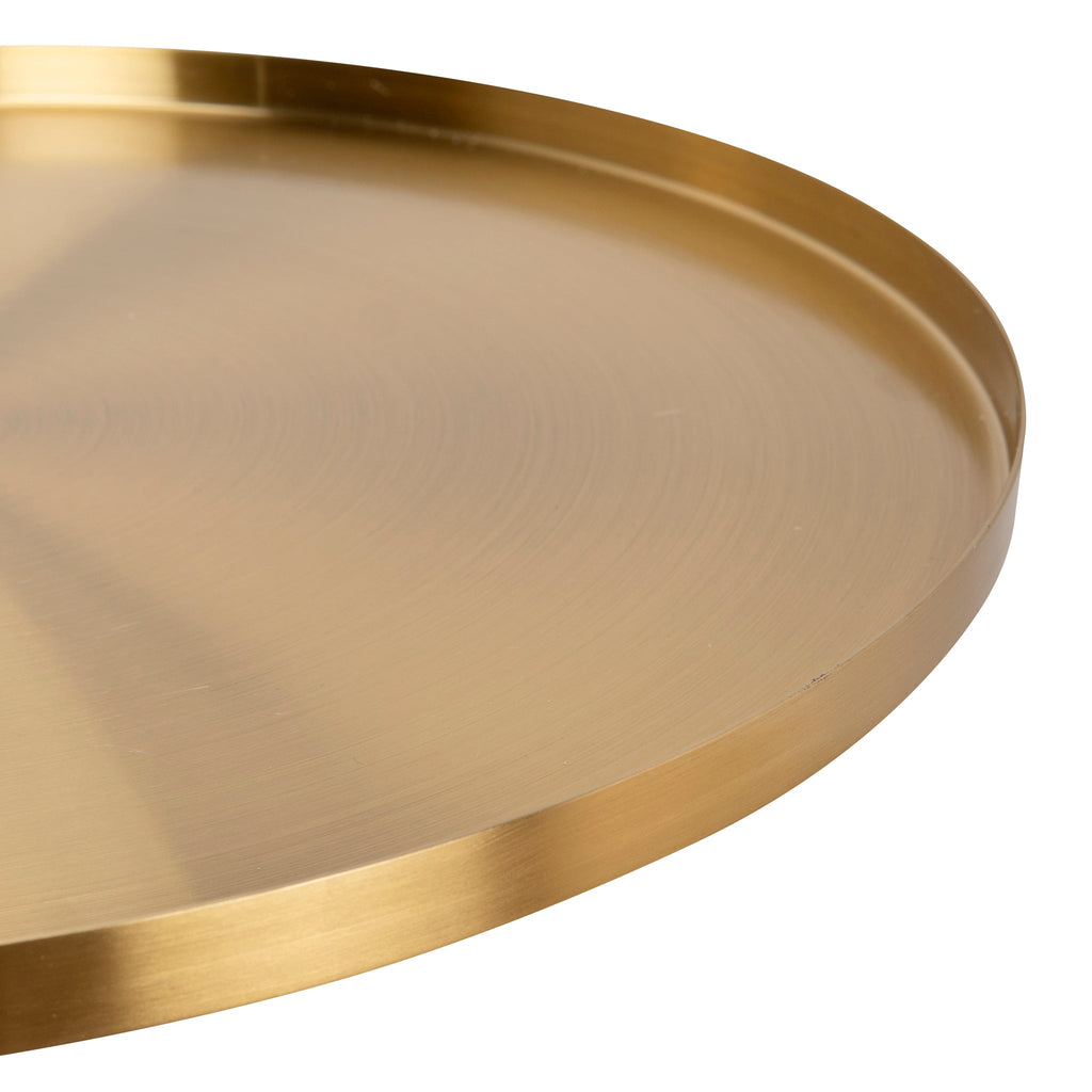 40cm Round Brushed Gold Capri Side Table - Marble