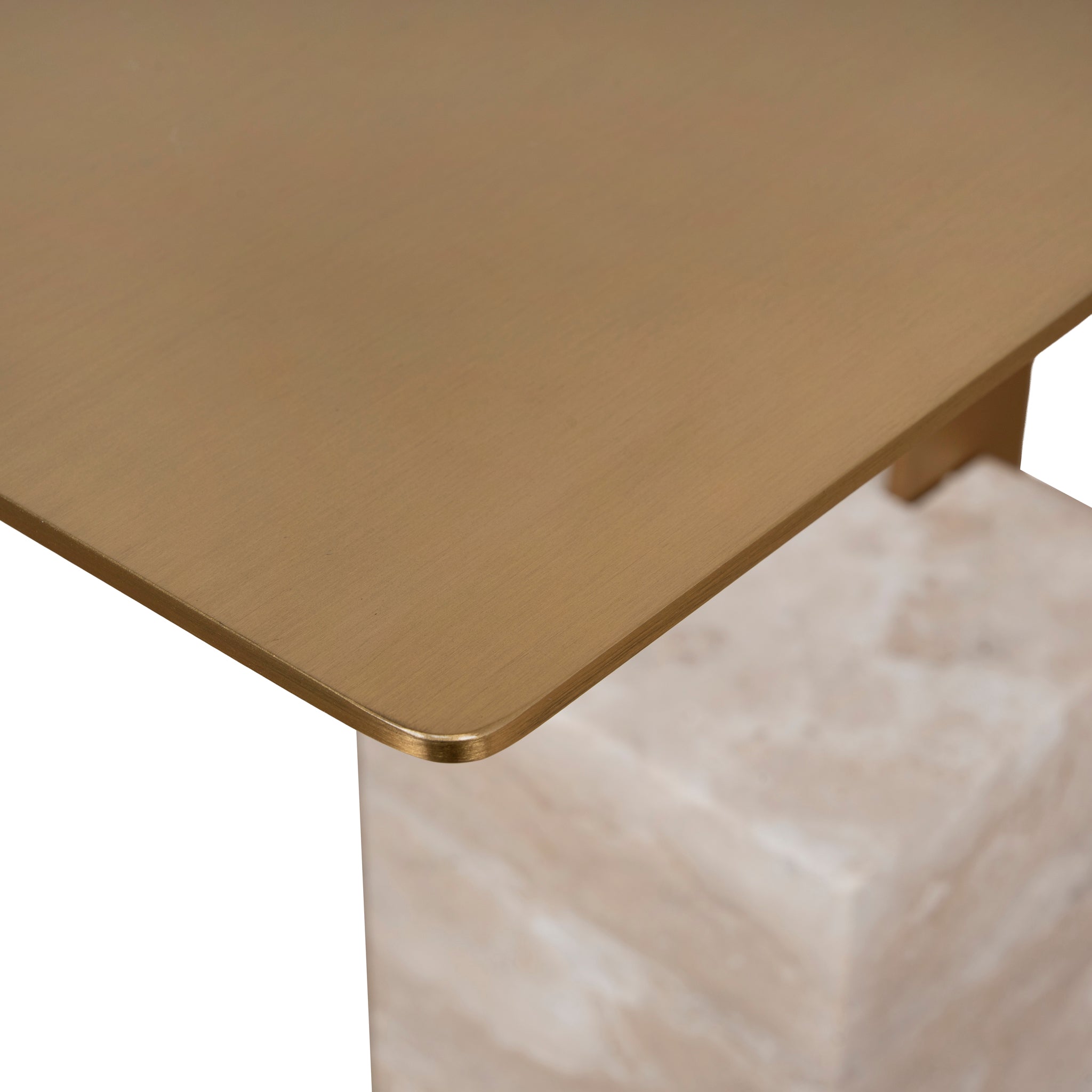 40 cm Brushed Gold Capri Side Table - Natural