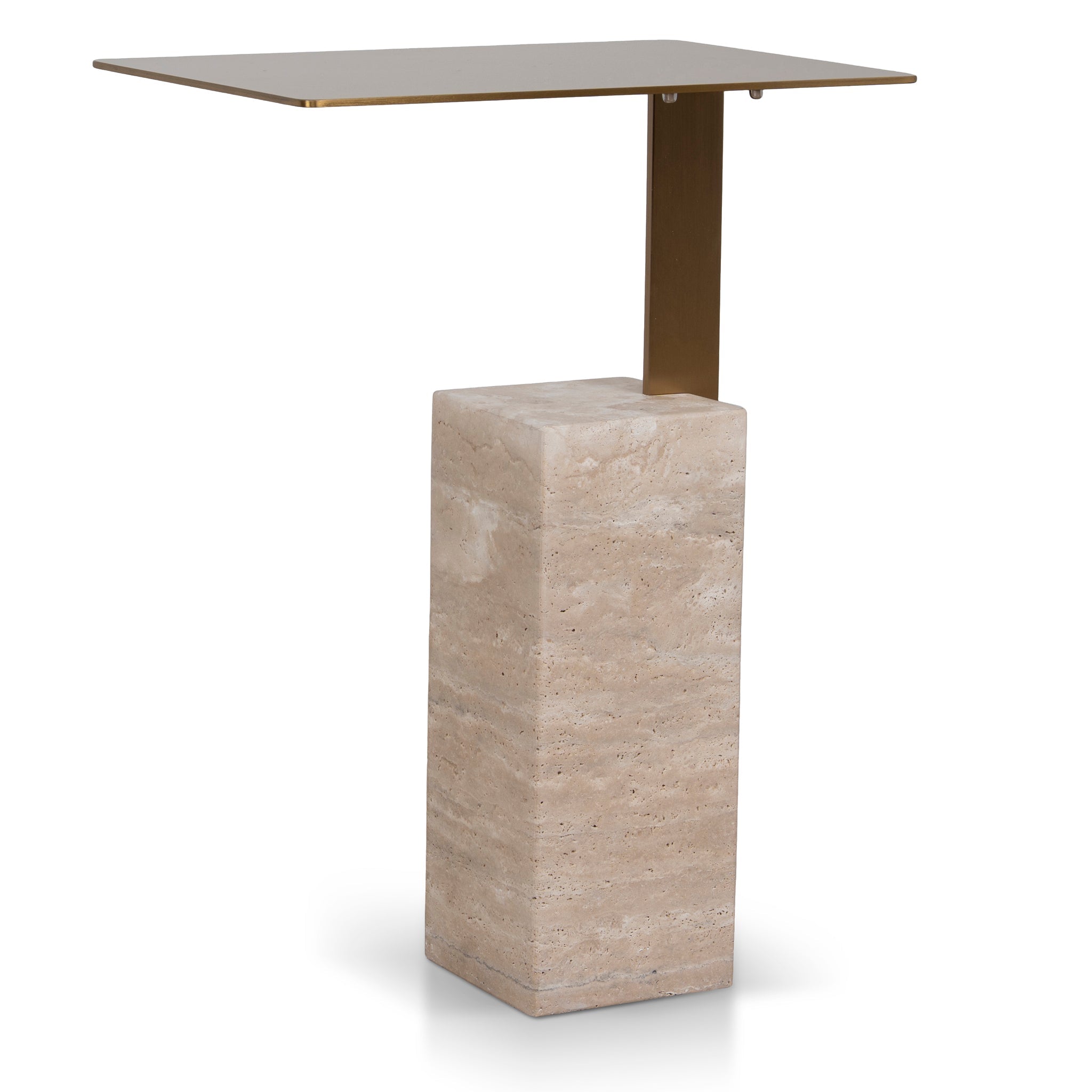40 cm Brushed Gold Capri Side Table - Natural