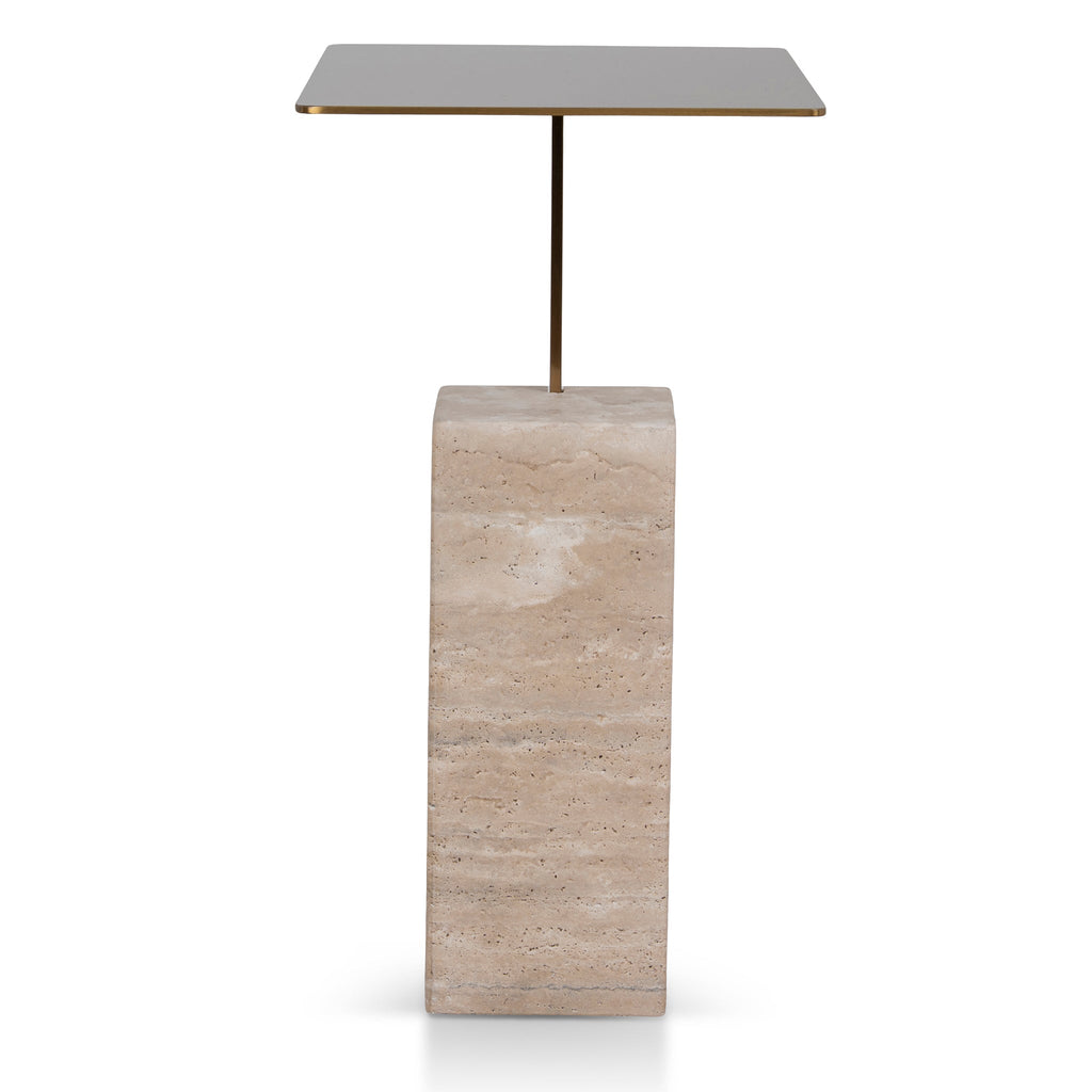 40 cm Brushed Gold Capri Side Table - Natural