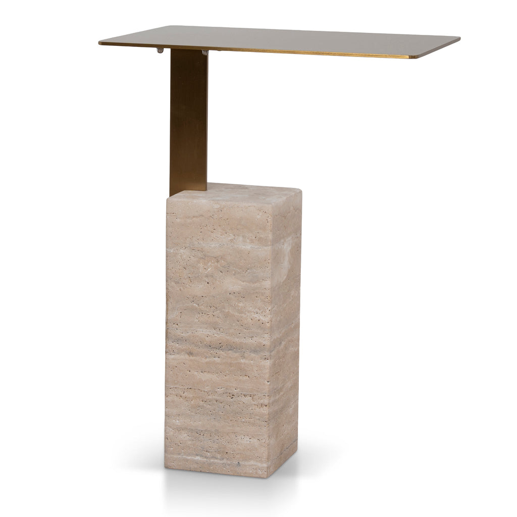 40 cm Brushed Gold Capri Side Table - Natural