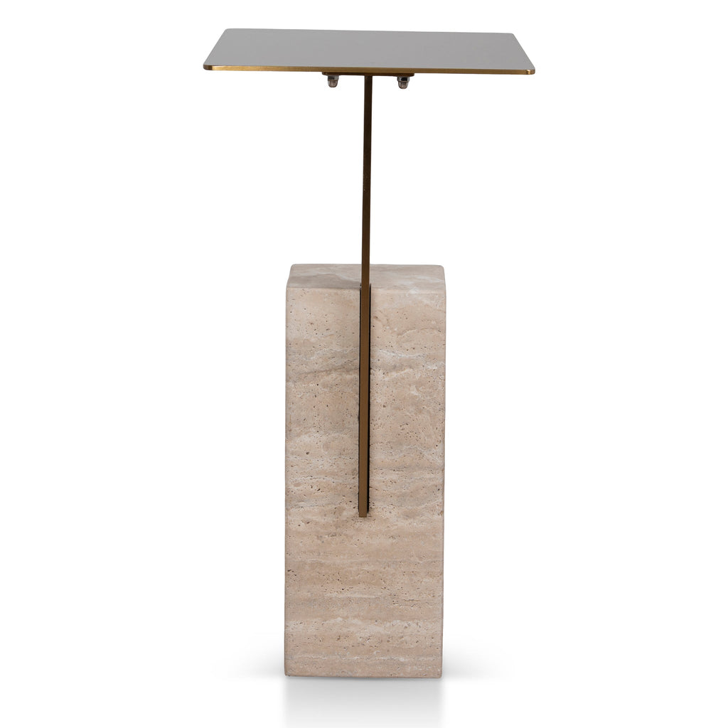 40 cm Brushed Gold Capri Side Table - Natural