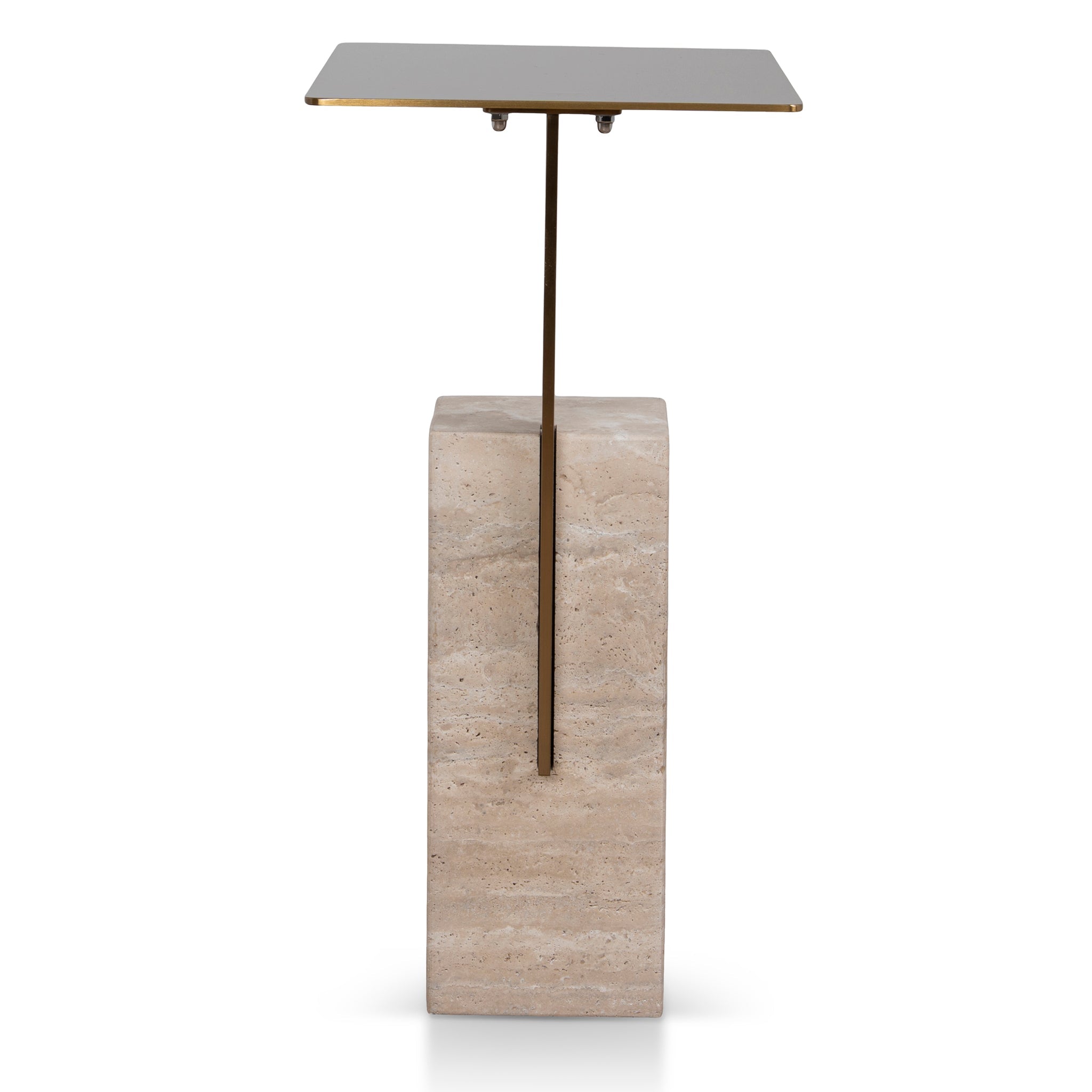 40 cm Brushed Gold Capri Side Table - Natural