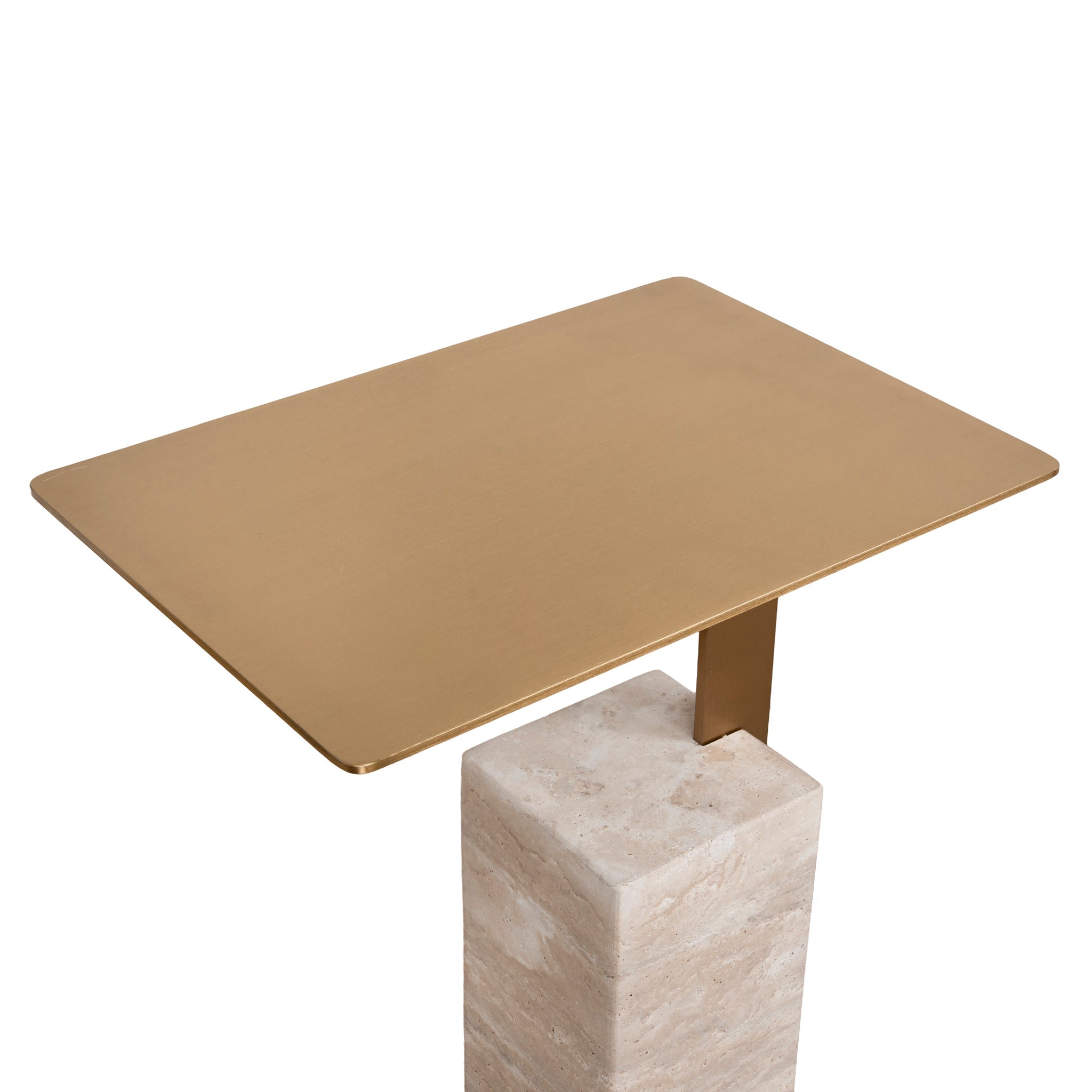 40 cm Brushed Gold Capri Side Table - Natural