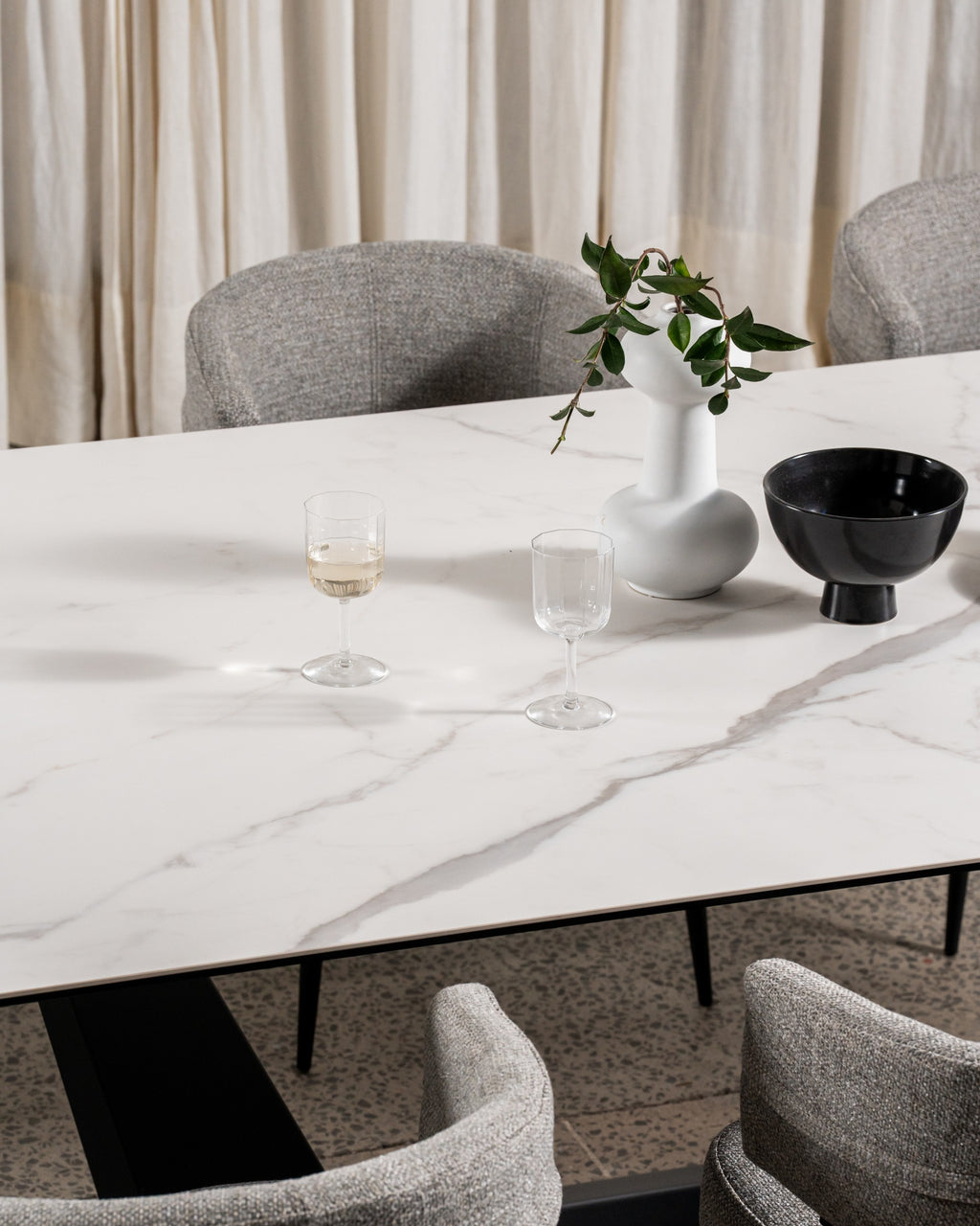 Sonata Fixed Dining Table Marmo Ceramic