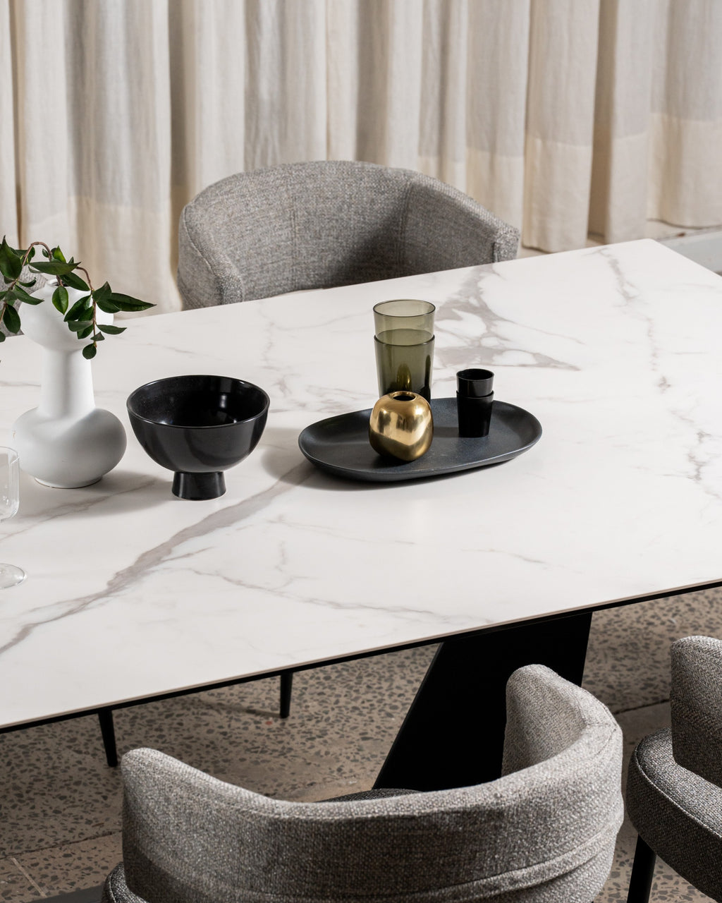 Sonata Fixed Dining Table Marmo Ceramic