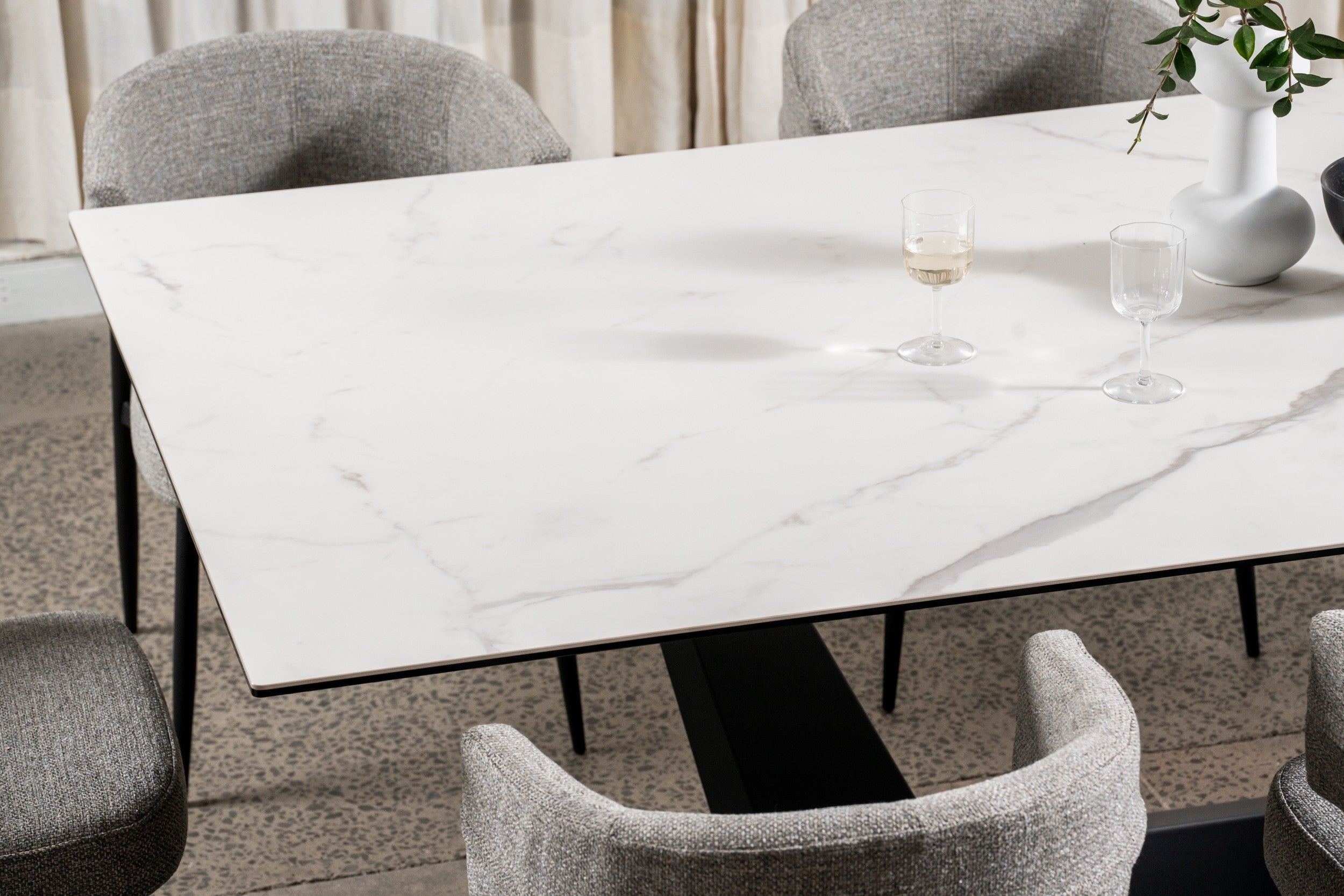 Sonata Fixed Dining Table Marmo Ceramic