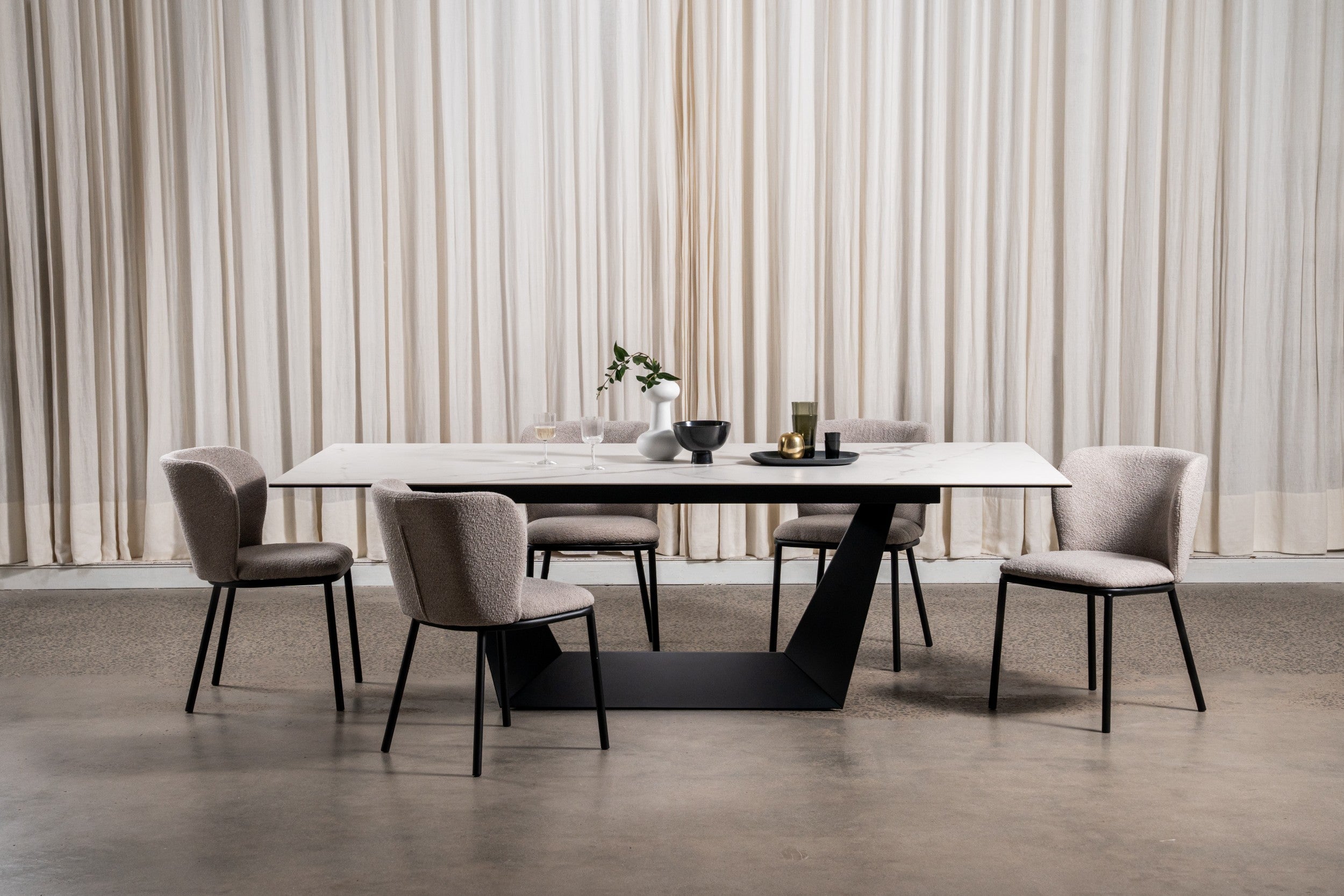 Sonata Fixed Dining Table Marmo Ceramic