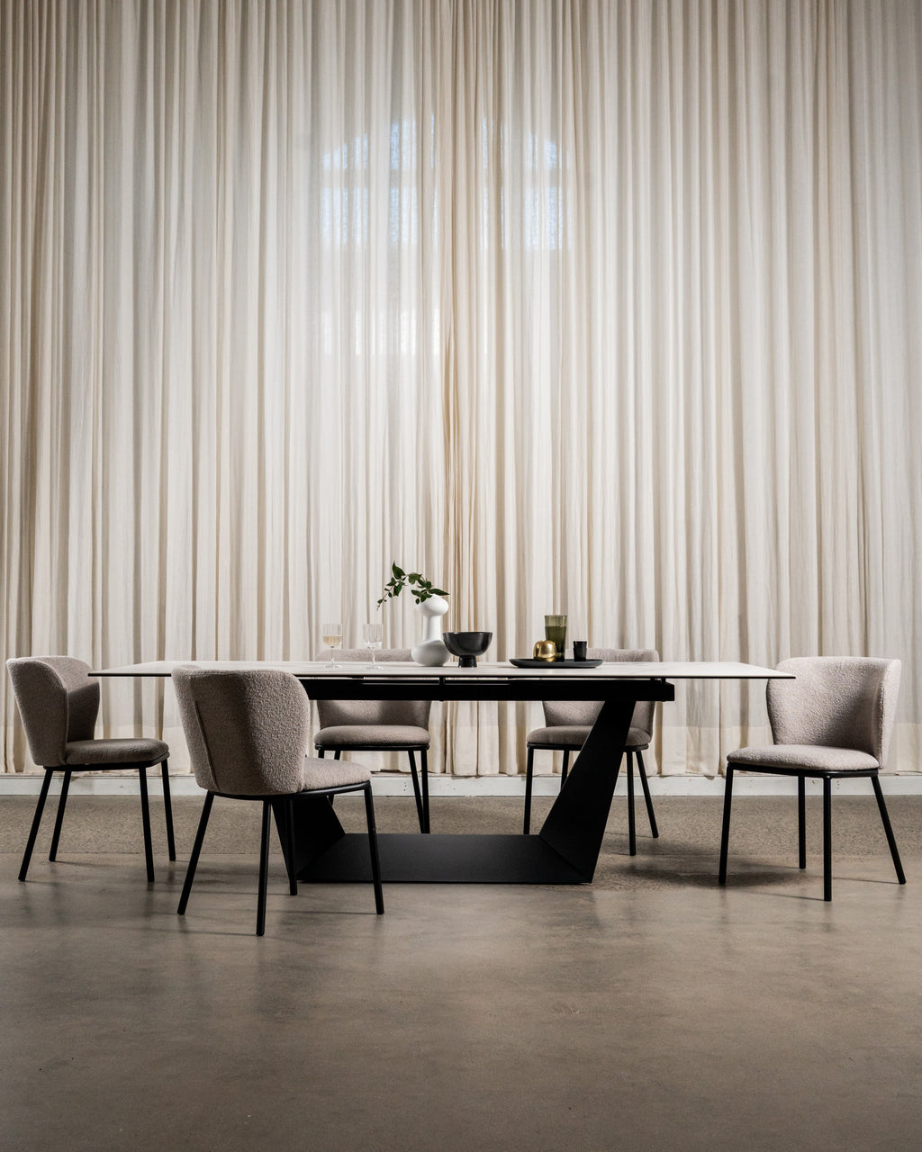 Sonata Fixed Dining Table Marmo Ceramic