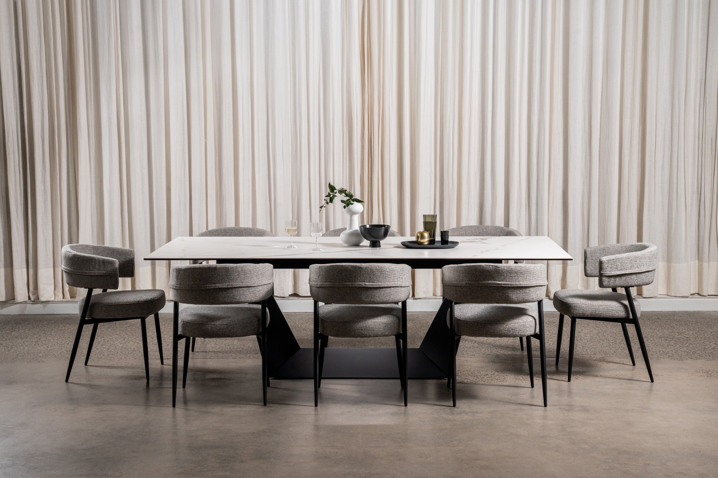 Sonata Fixed Dining Table Marmo Ceramic