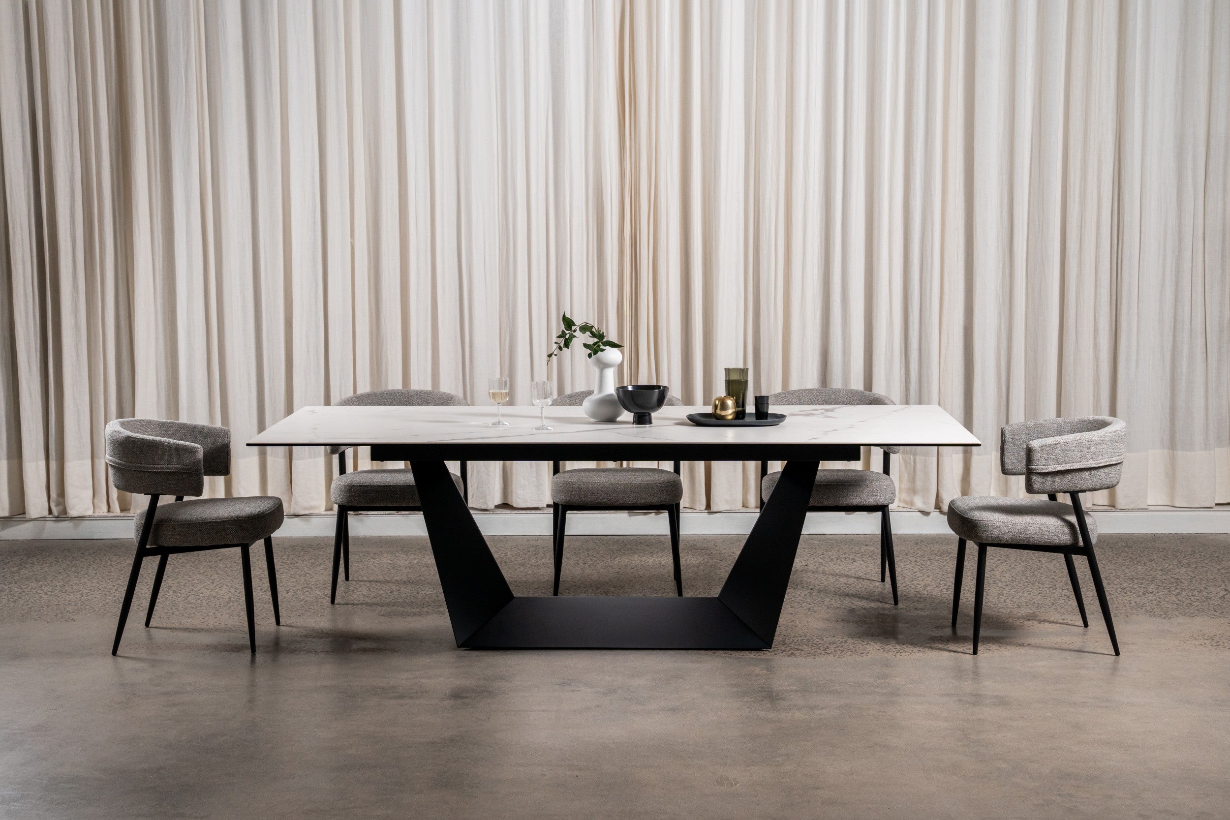 Sonata Fixed Dining Table Marmo Ceramic