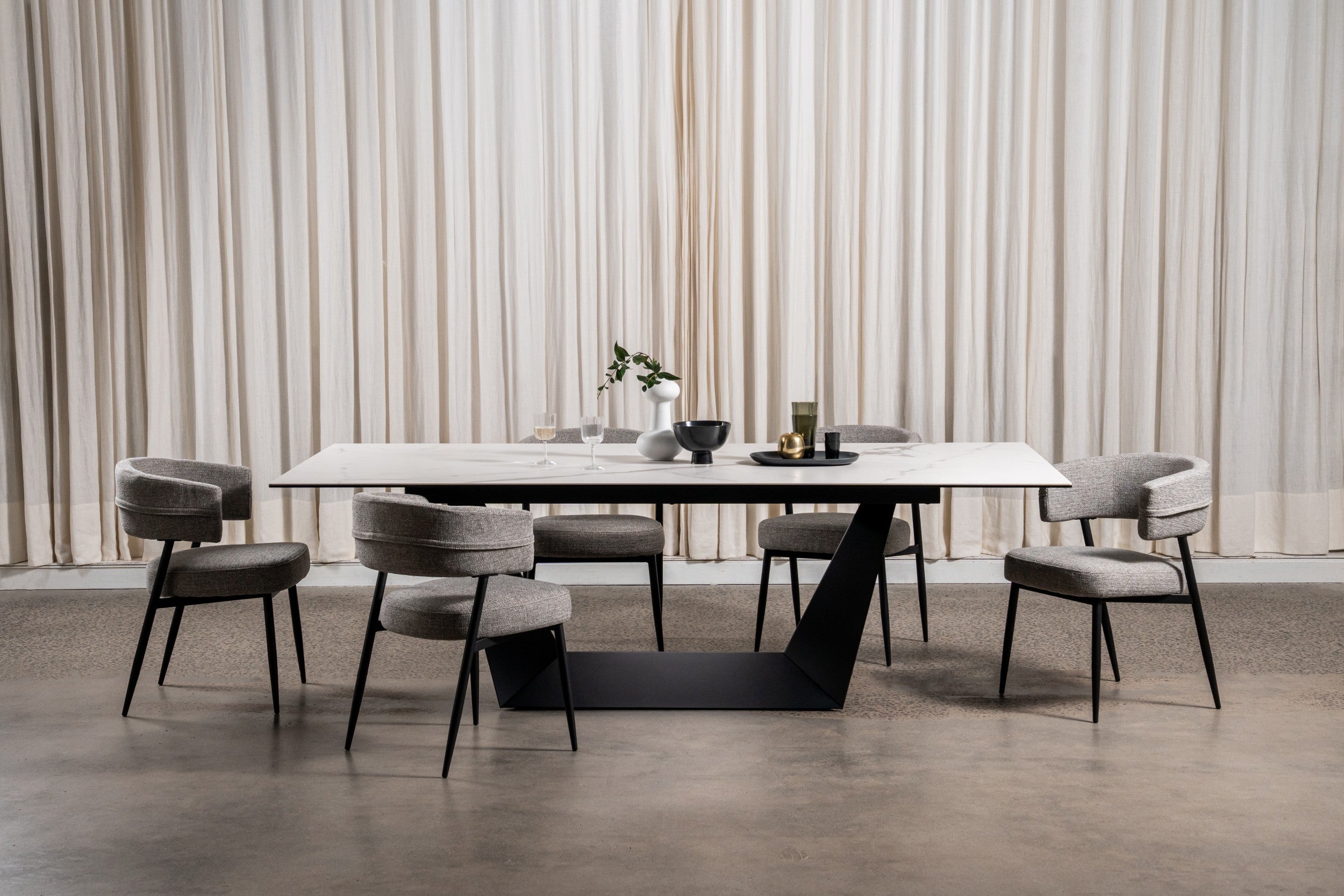 Sonata Fixed Dining Table Marmo Ceramic