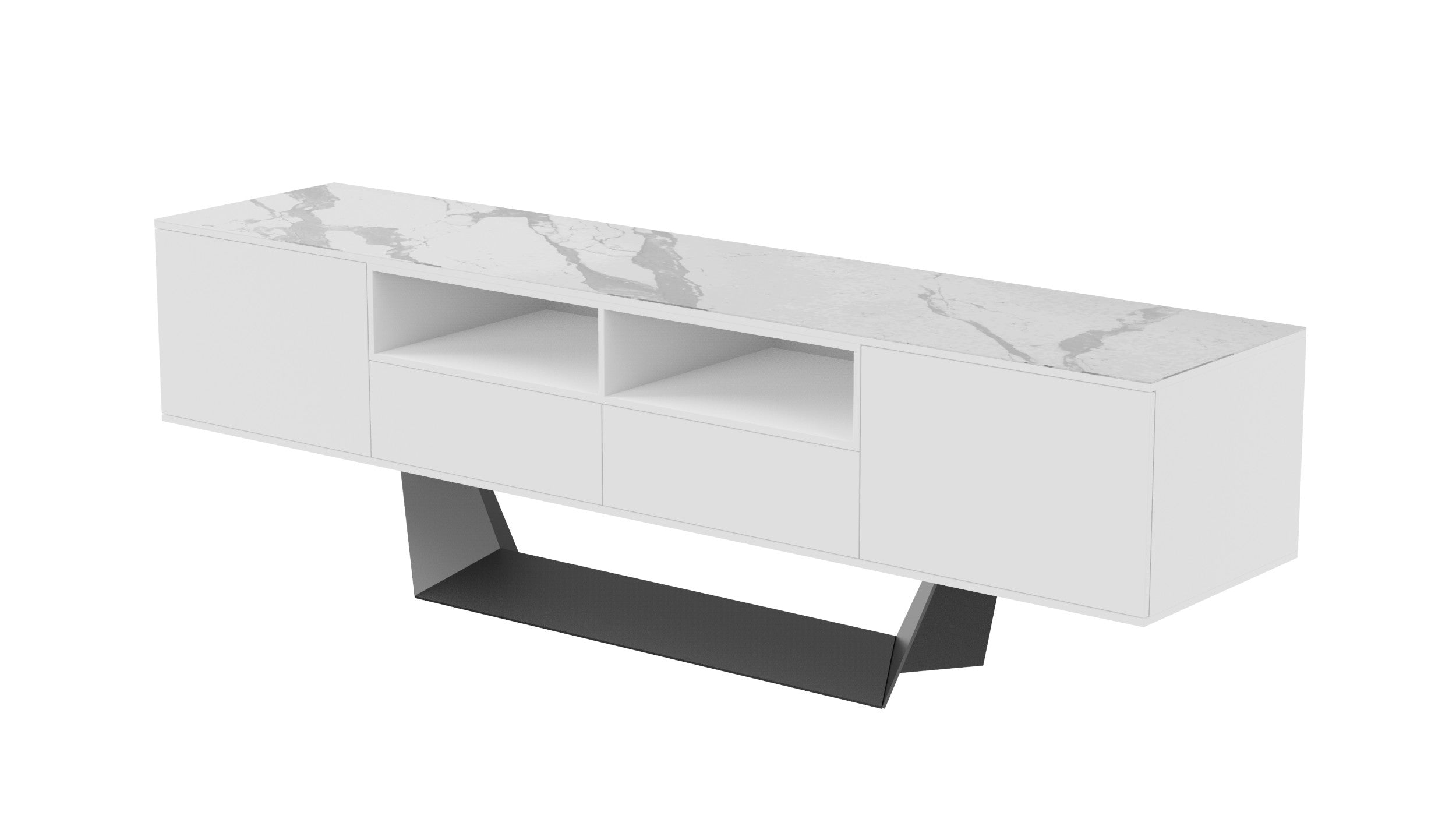 Sonata TV-Unit Marmo Ceramic / White MDF