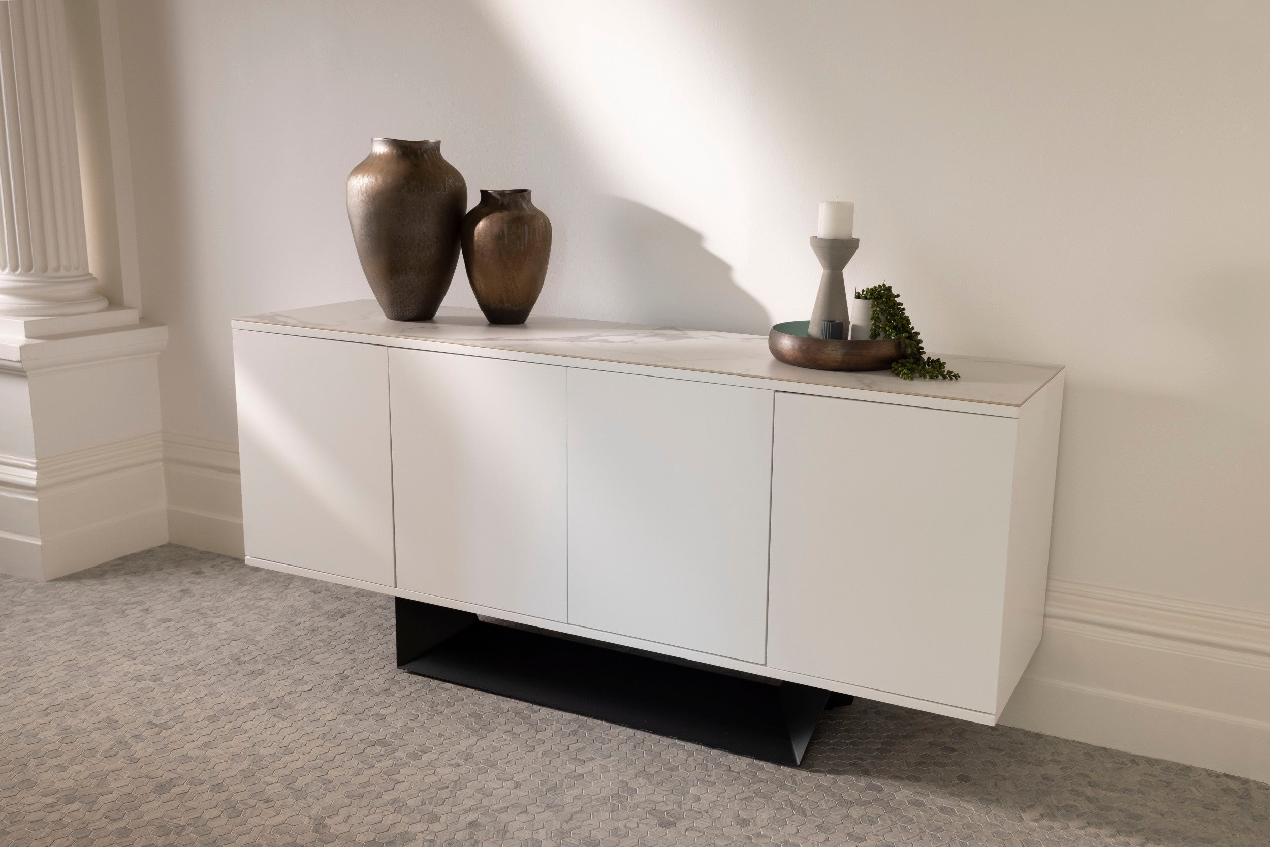Sonata Buffet Marmo Ceramic/ White MDF