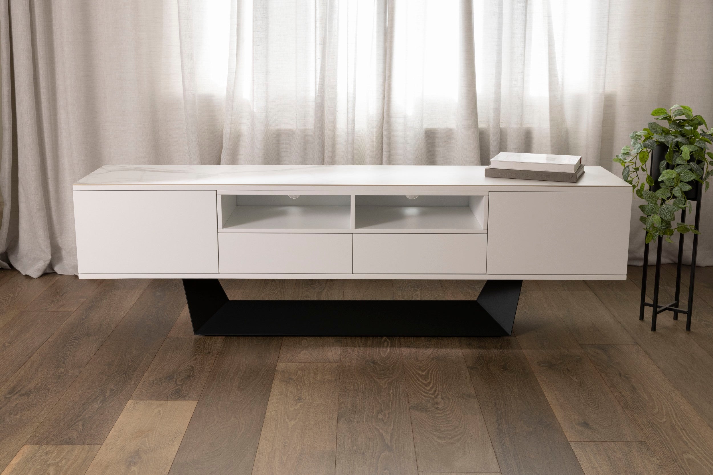 Sonata TV-Unit Marmo Ceramic / White MDF