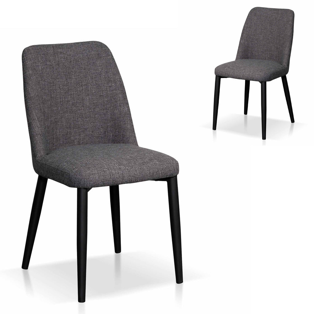 Fabric Verona Dining Chair - Dark Grey with Black Legs (Set of 2)