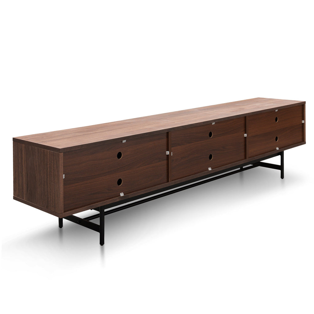 2.1m Walnut Wooden Palermo TV Entertainment Unit - Black legs