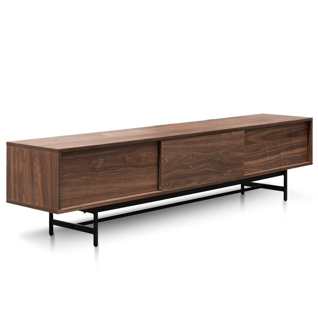 2.1m Walnut Wooden Palermo TV Entertainment Unit - Black legs