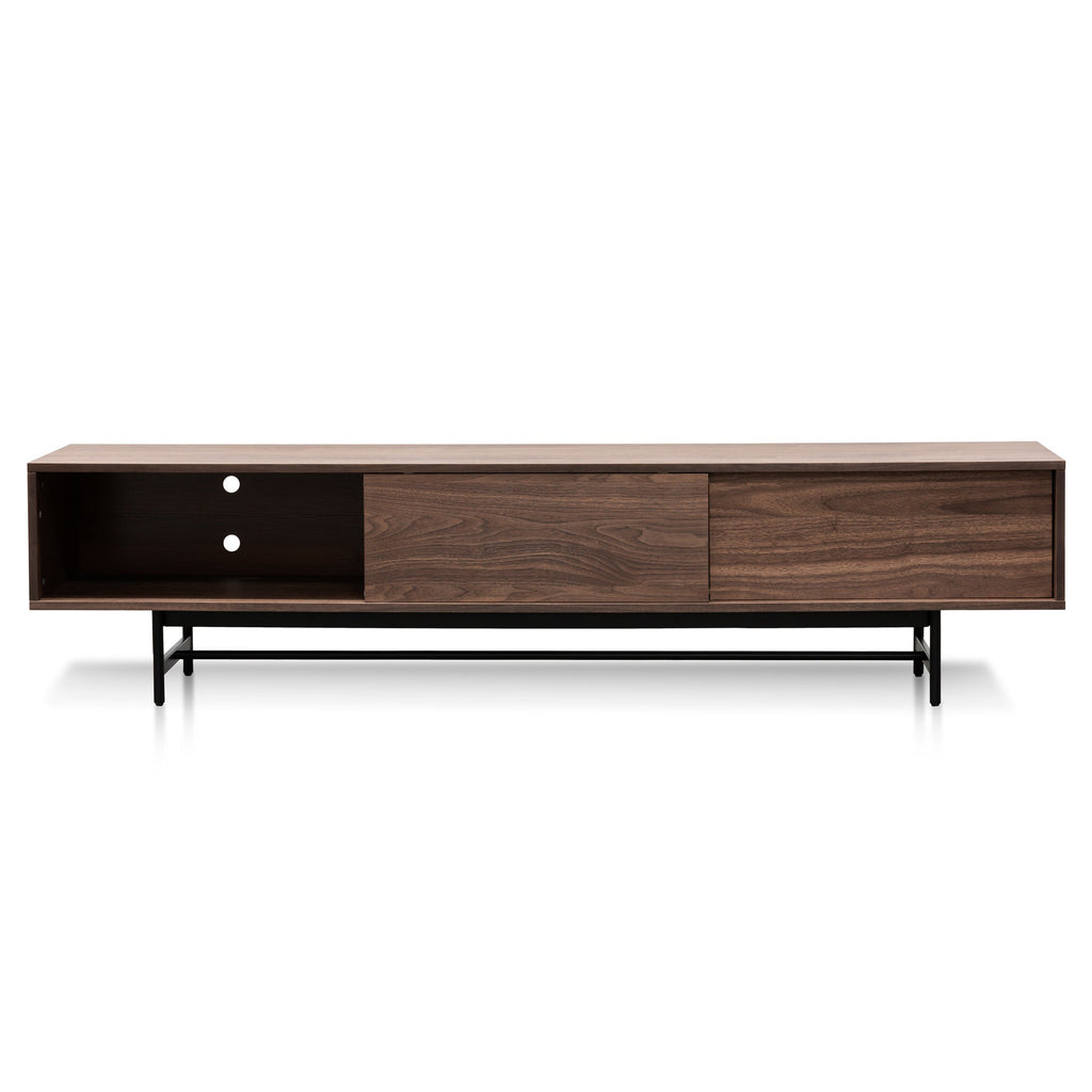 2.1m Walnut Wooden Palermo TV Entertainment Unit - Black legs