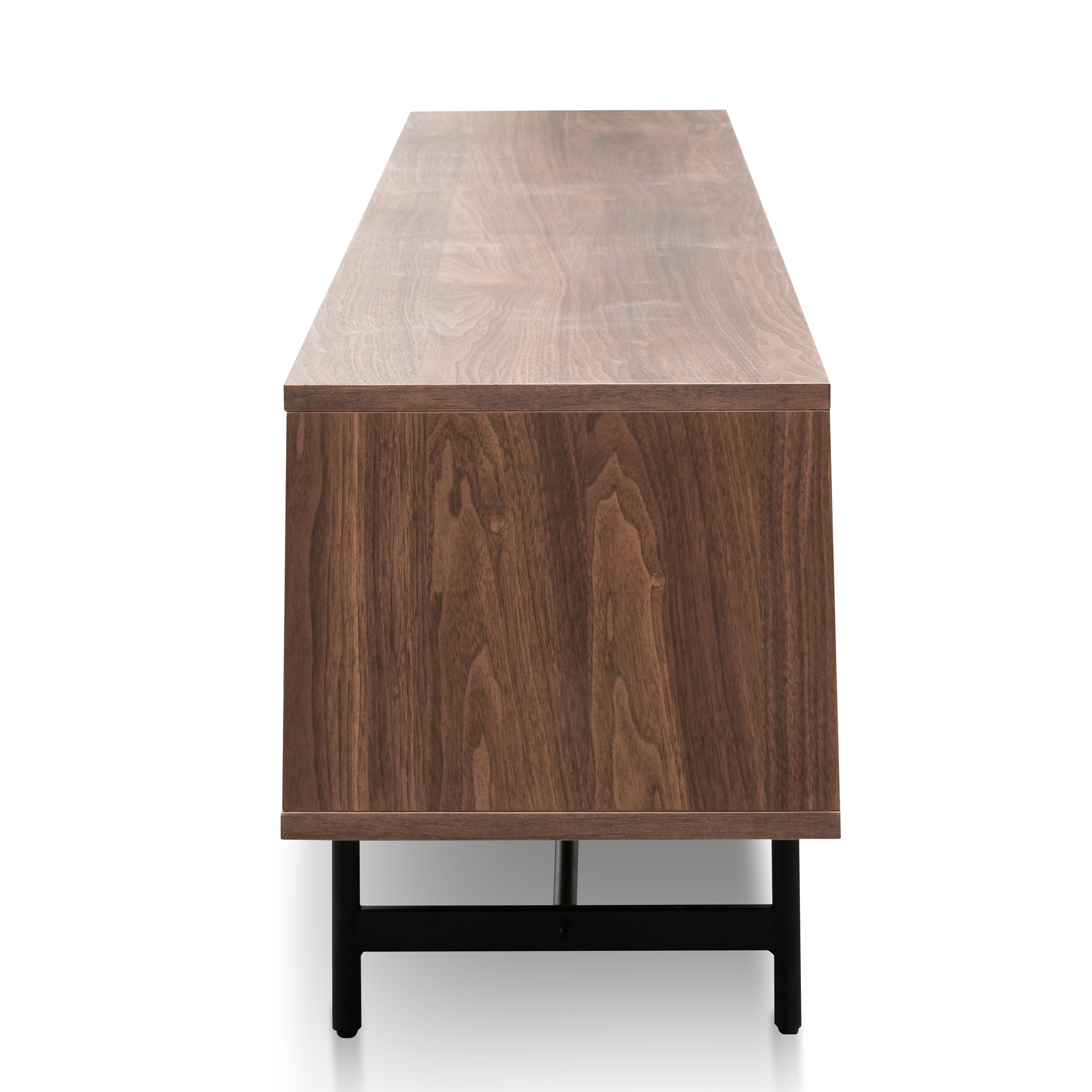 2.1m Walnut Wooden Palermo TV Entertainment Unit - Black legs