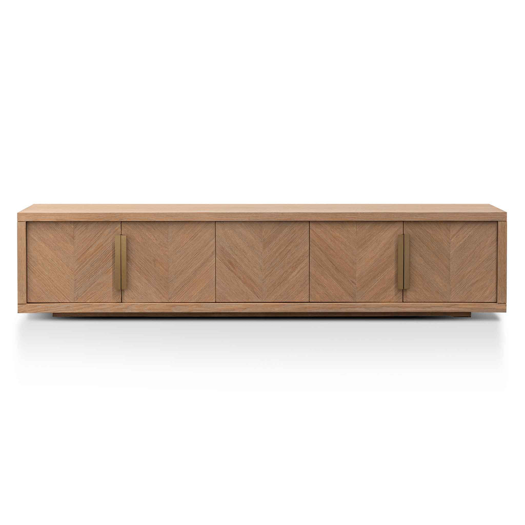 2.23m Entertainment TV Unit - Dusty Oak with Gold Handle