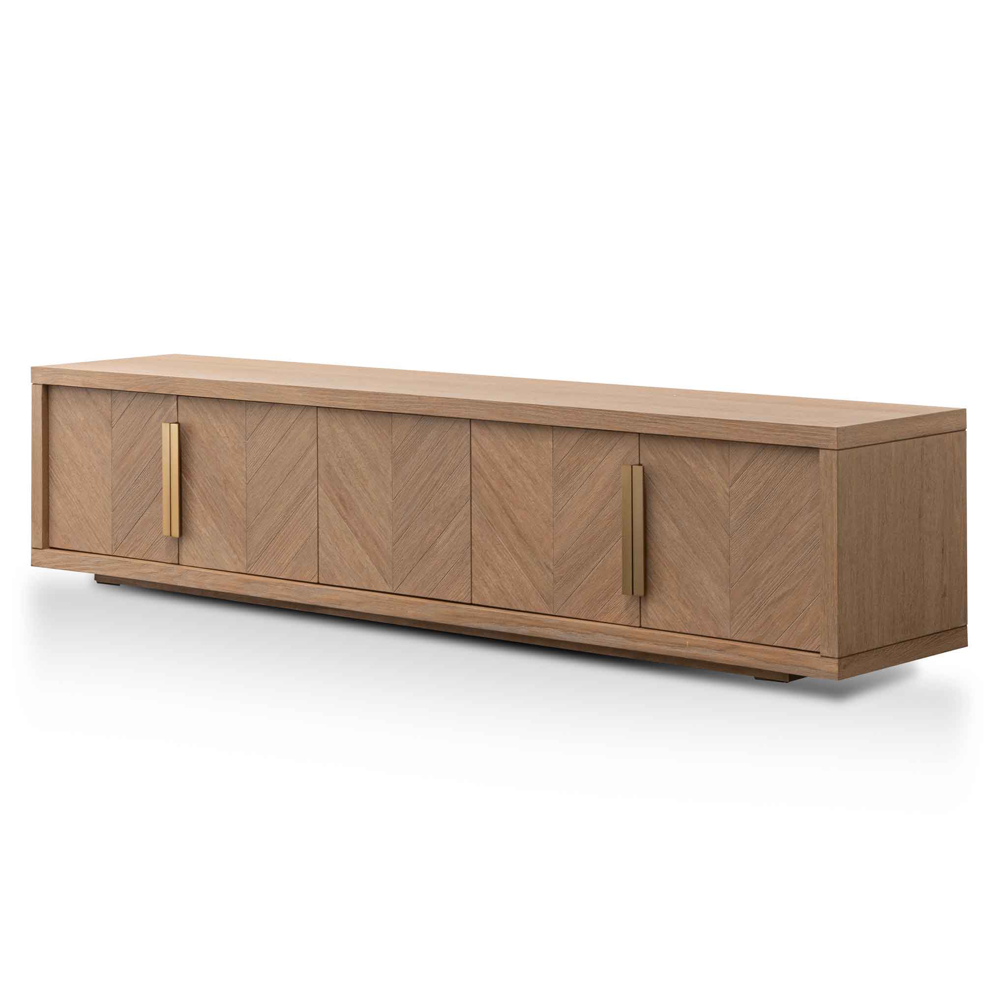 2.23m Entertainment TV Unit - Dusty Oak with Gold Handle