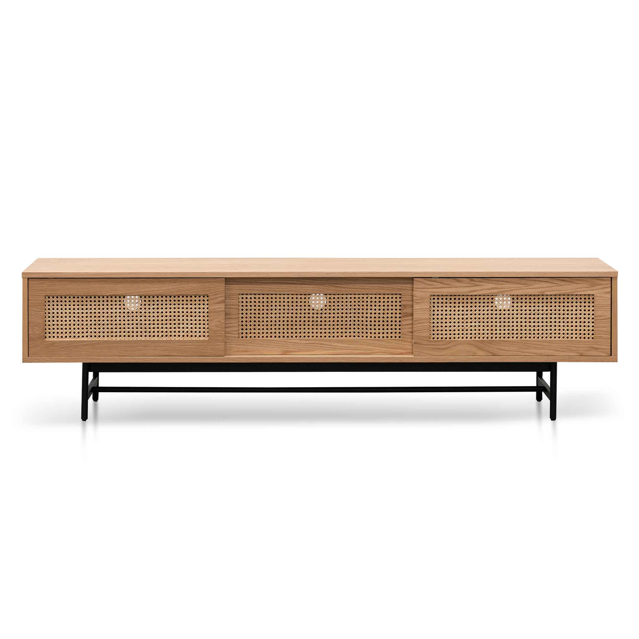 2m Natural Oak Palermo TV Entertainment Unit - Rattan Doors